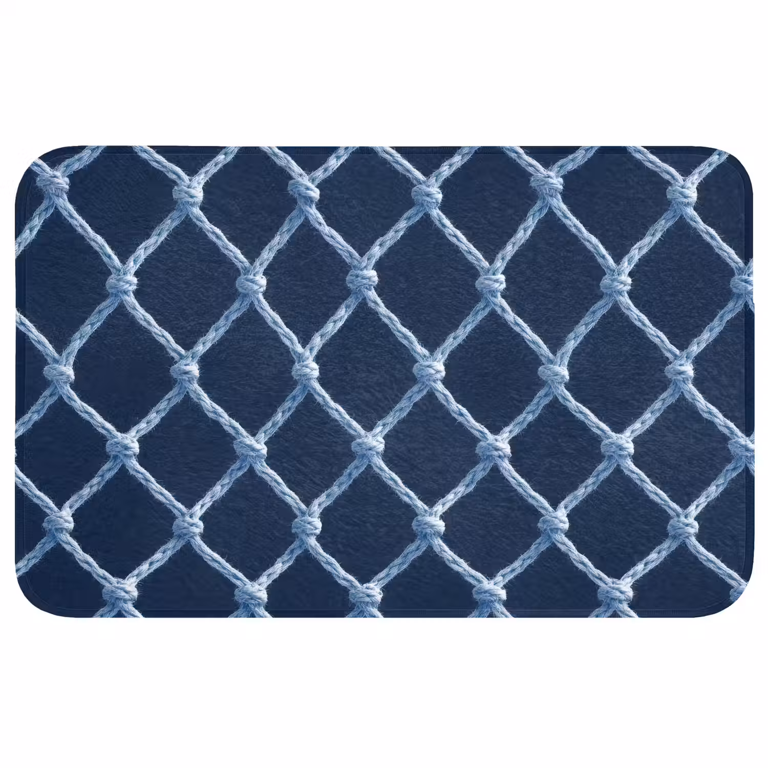 Visnet - Touw - Patroon - Marineblauw Badmat klein 997 -3d