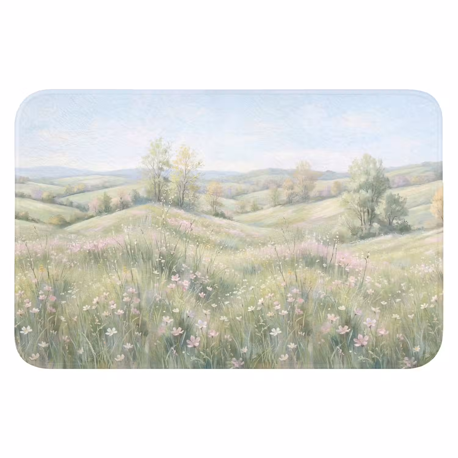 Bloemen veld - Bloemen - Groen Badmat klein -3d
