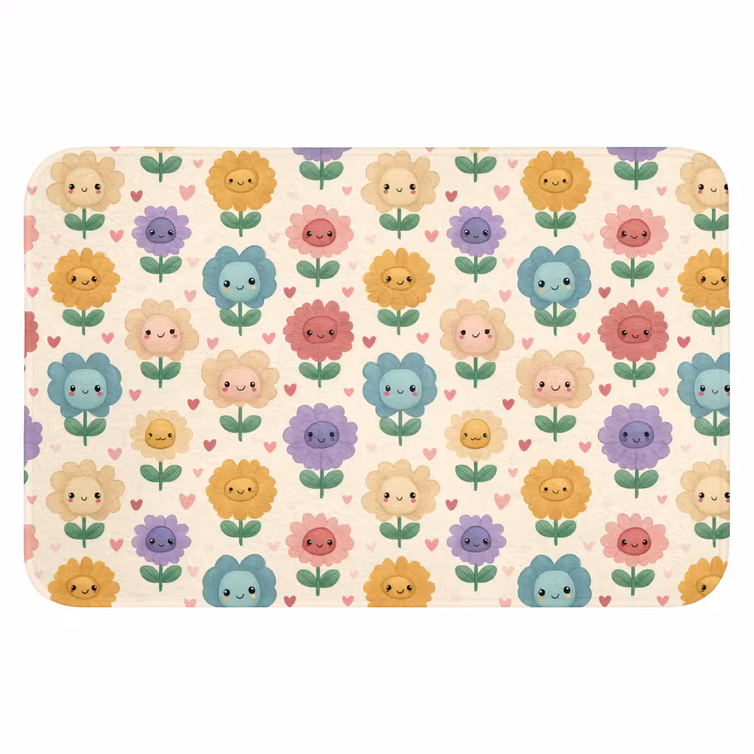 Bloemen - Hartjes - Kleurrijk Badmat klein 997 -3d