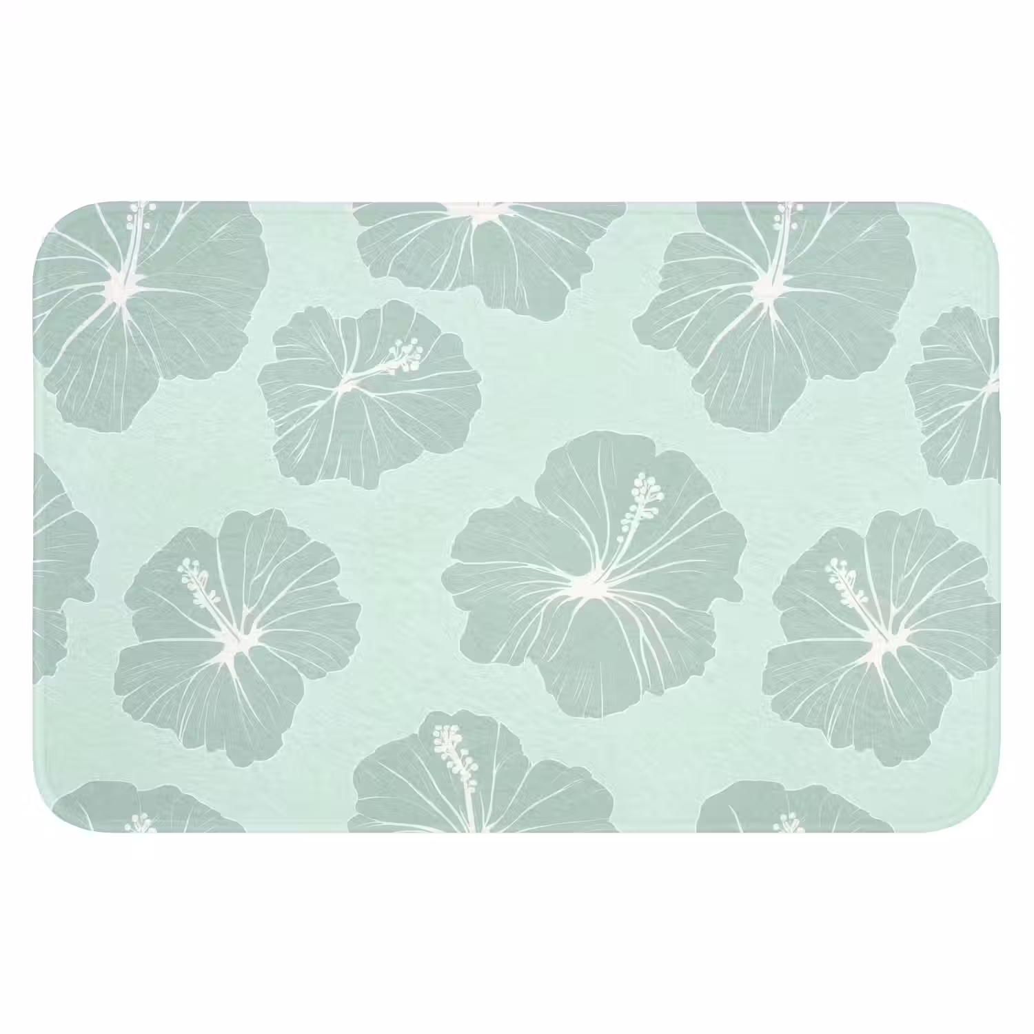 Bloemen - Hibiscus - Mint Badmat klein 997 -3d