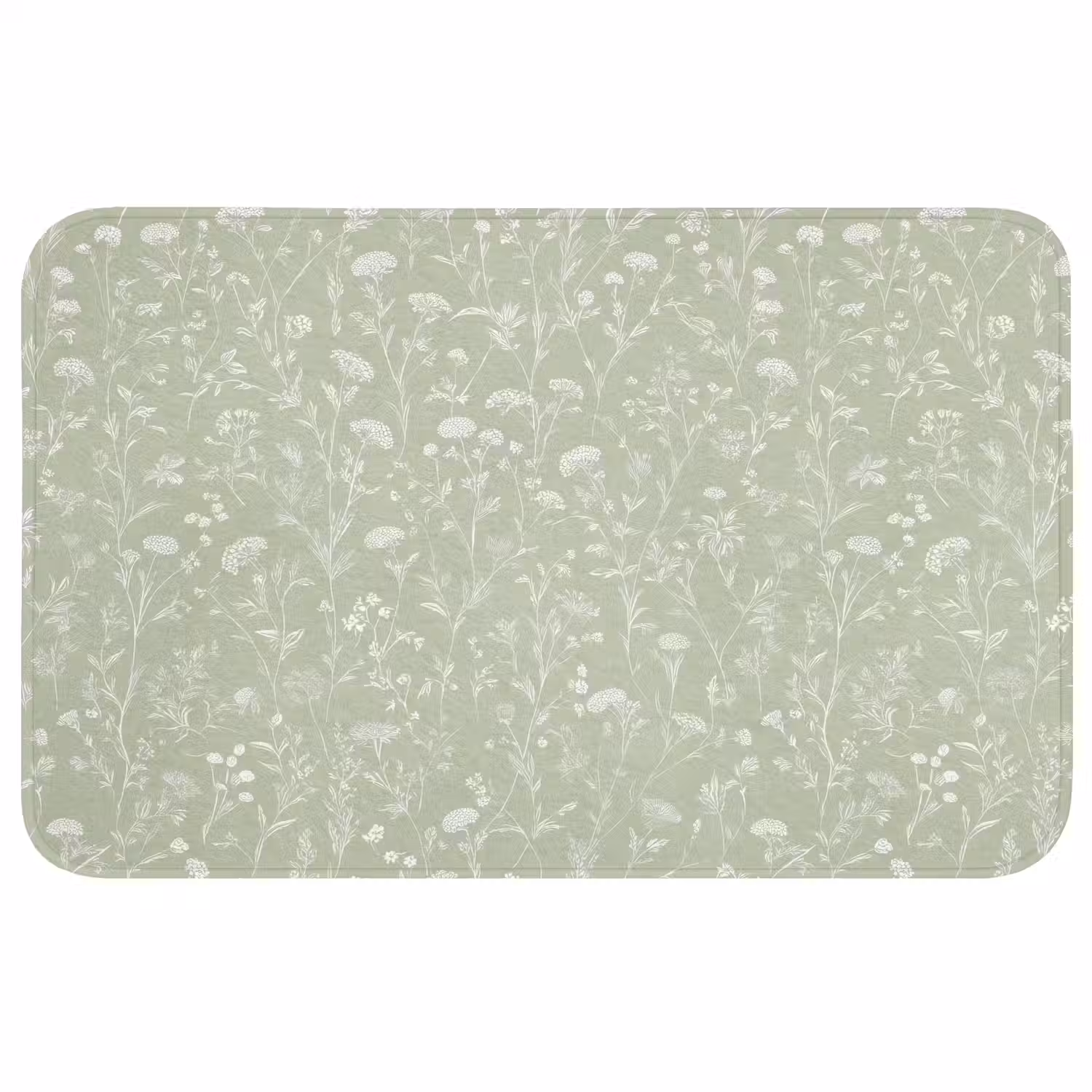 Bloemen - Patroon - Groen Badmat middel 997 -3d