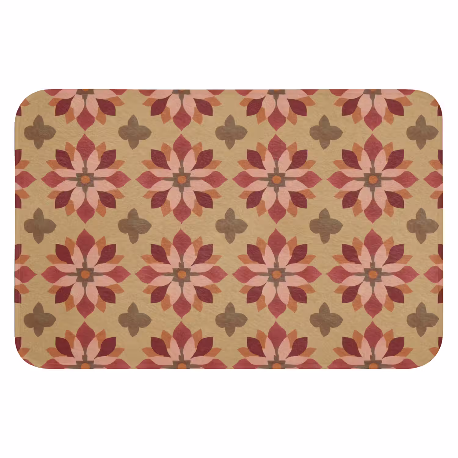 Bloemen - Retro - Groen Badmat klein 997 -3d
