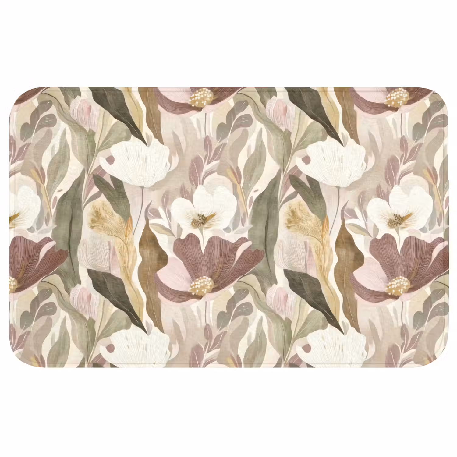 Bloemen - Aquarel - Kleurrijk Badmat middel 997 -3d