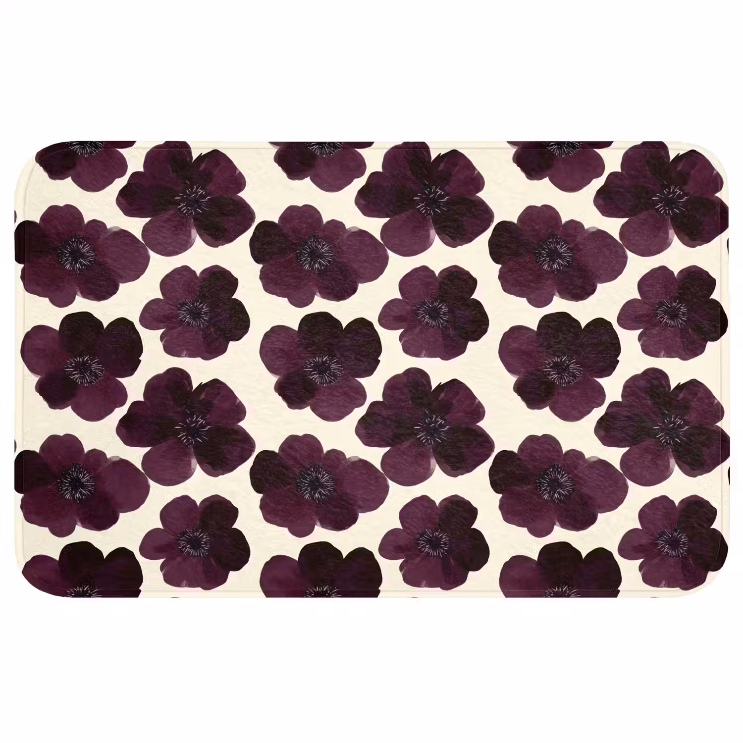 Bloemen - Aquarel - Paars Badmat middel 997 -3d