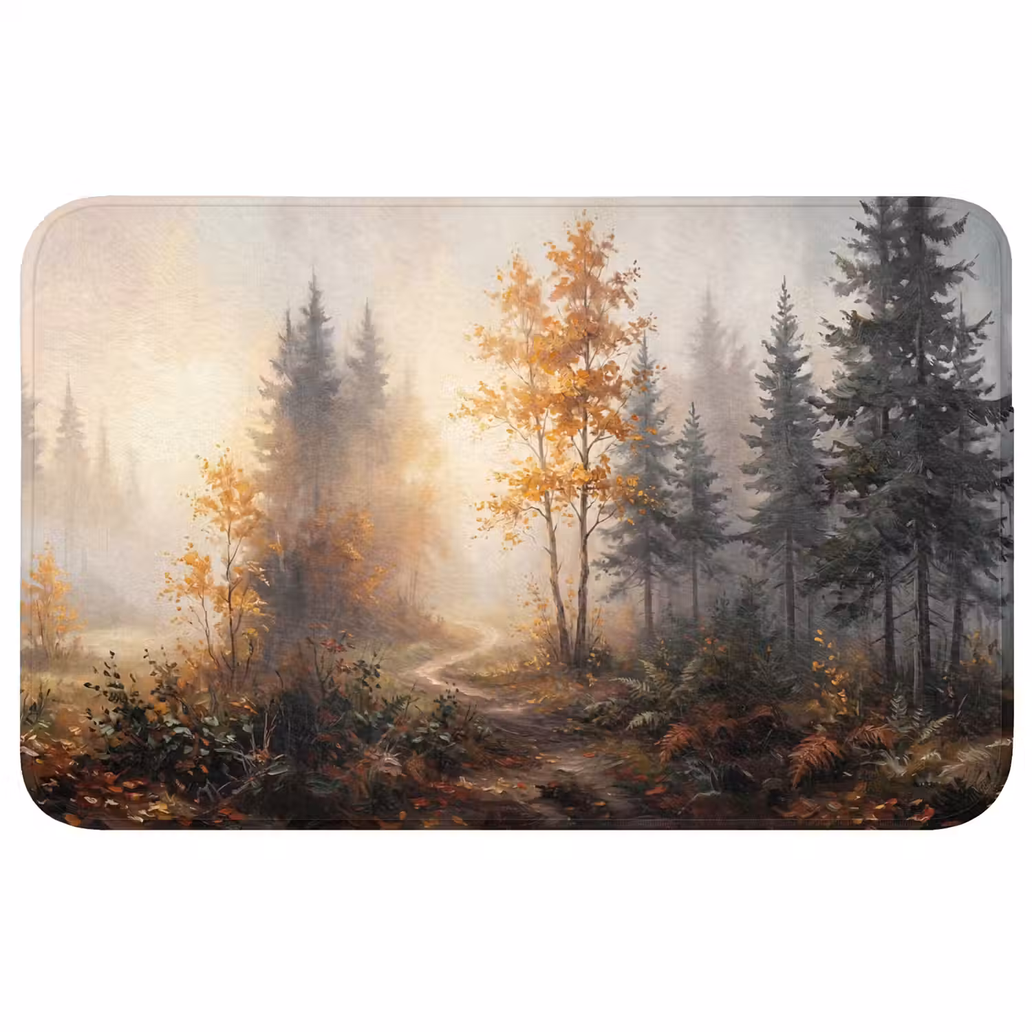 Bospad - Herfstbladeren - Natuur - Schilderachtig - Oranje Badmat middel -3d