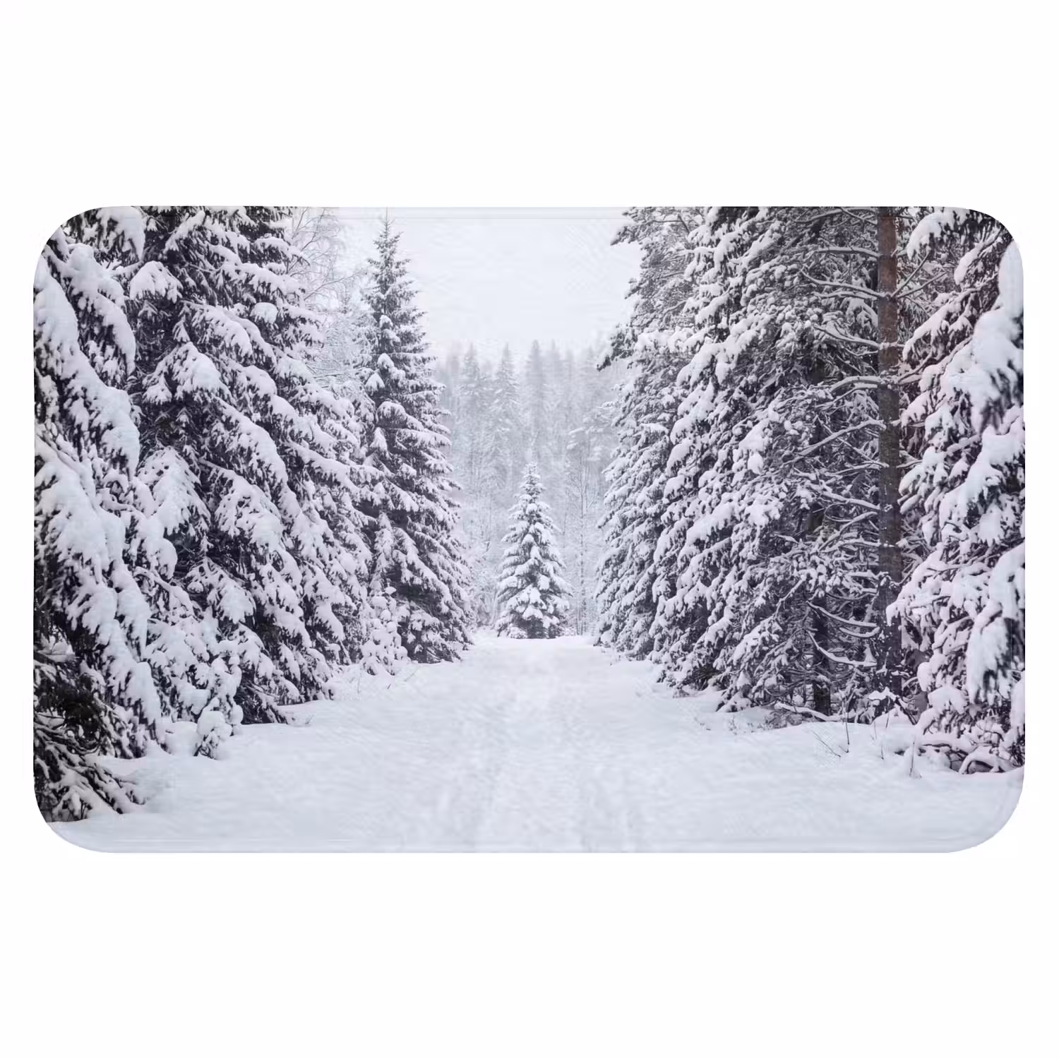 Bos - Winter - Sneeuw - Pad - Natuur Badmat klein -3d