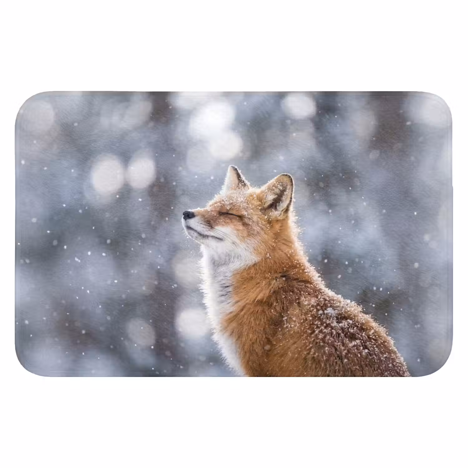 Vos - Sneeuwval - Portret - Winter - Sfeervol Badmat klein -3d
