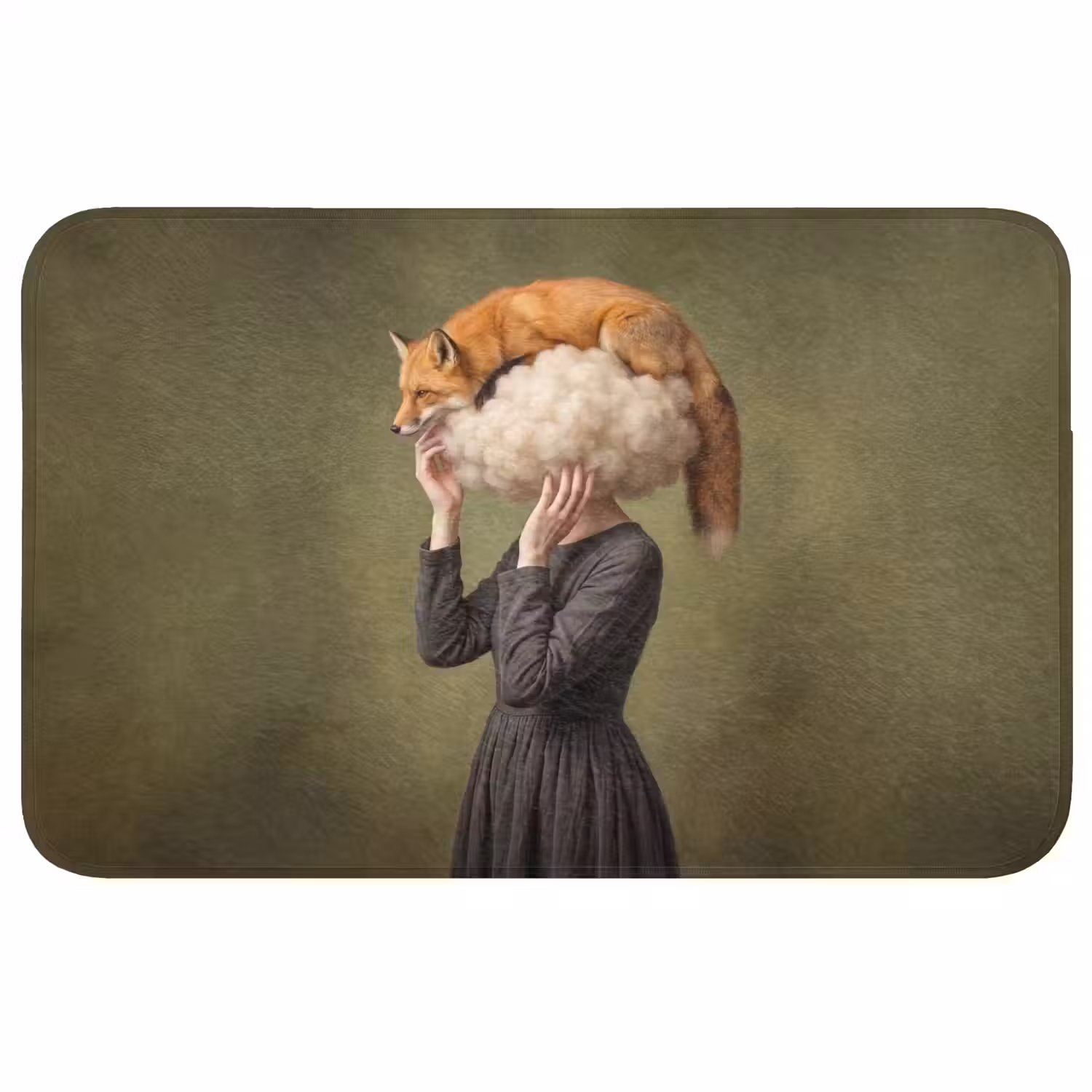 Vos - Surrealistisch - Groen Badmat klein -3d