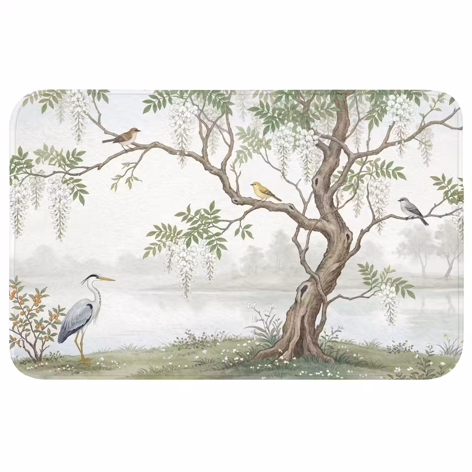 Reiger - Landschap - Groen Badmat klein -3d