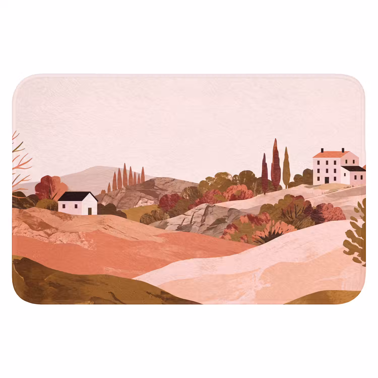 Heuvellandschap - Grafisch - Terracotta Badmat klein -3d
