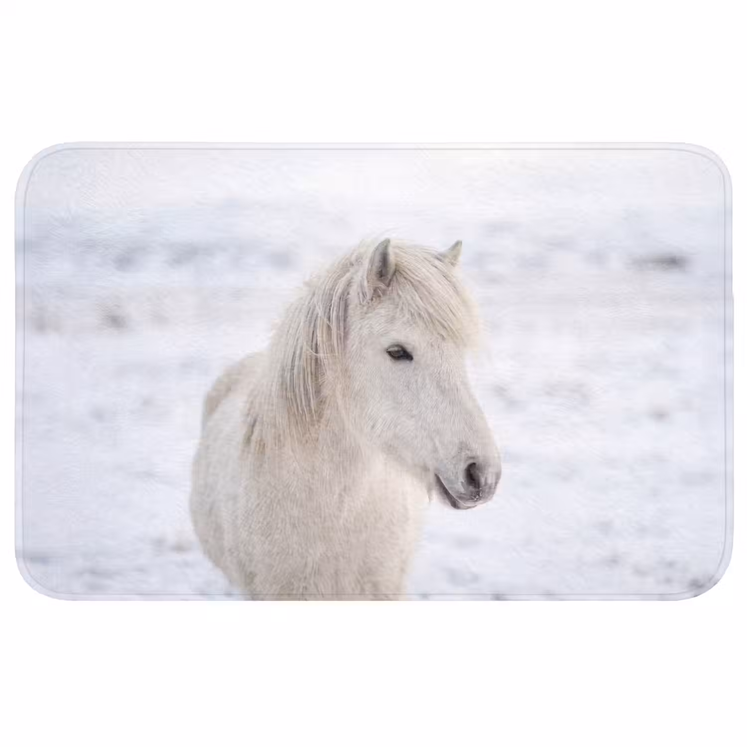 Paard - Kop - Winter - Dieren - Wit Badmat klein -3d