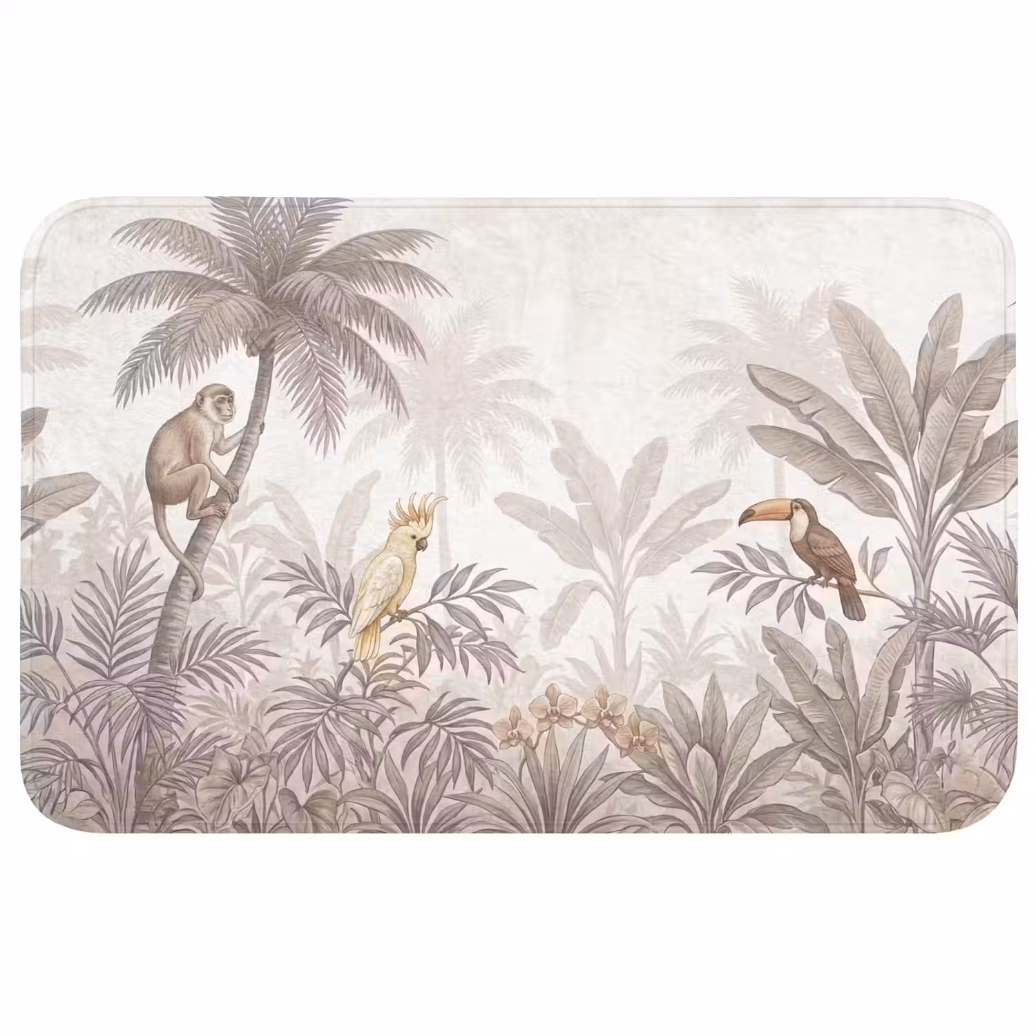 Jungle - Dieren - Palmbomen Badmat middel -3d