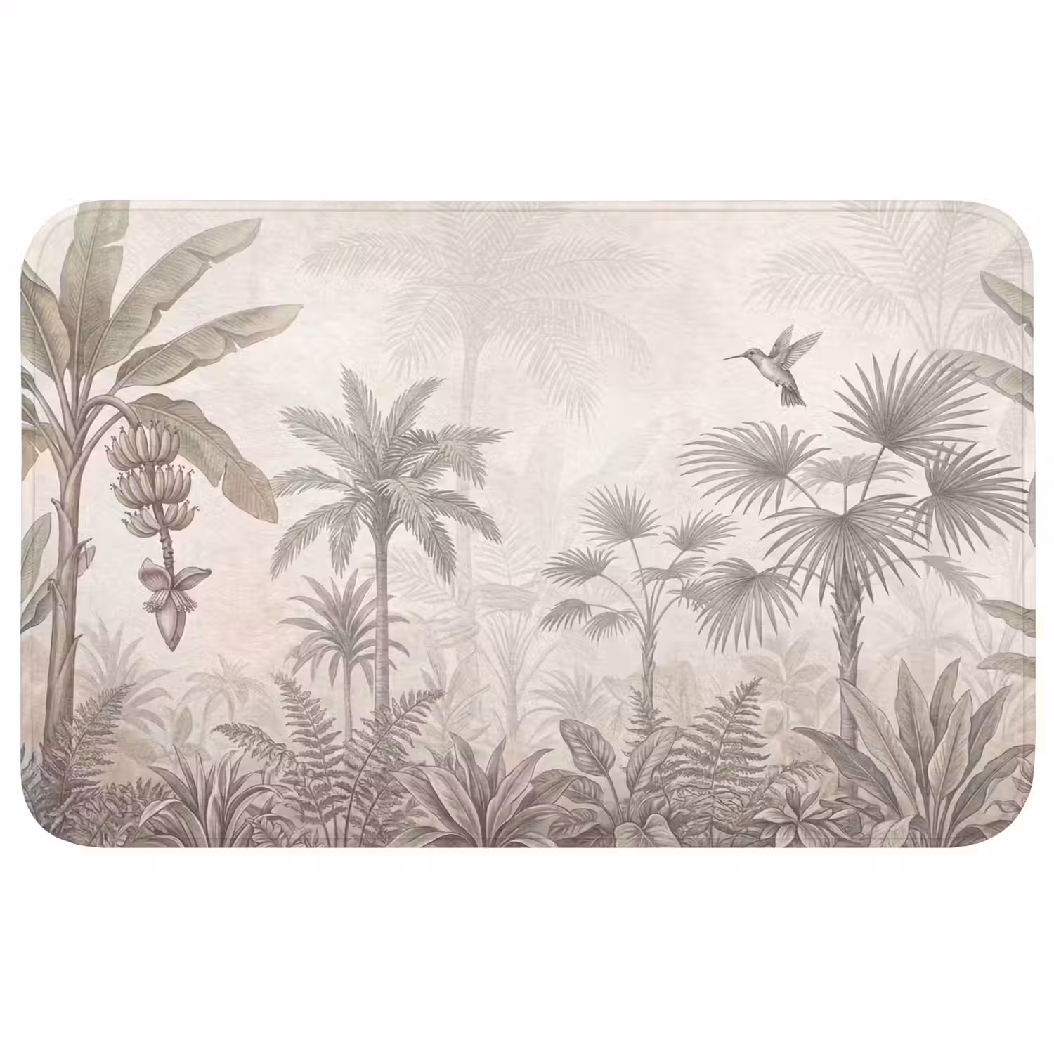 Jungle - Banenboom - Kolibrie - Beige Badmat middel -3d