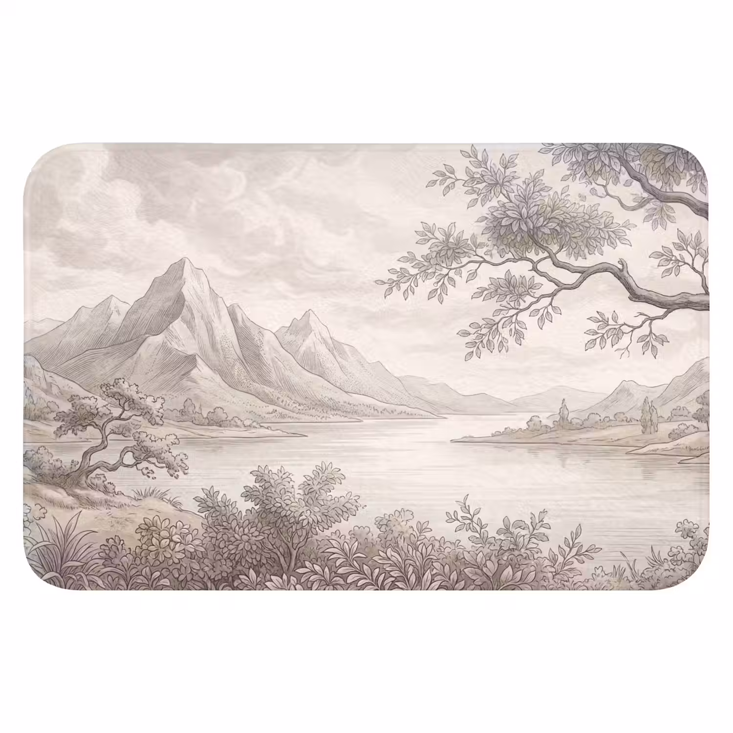 Landschap - Bergen - Meer - Natuur Badmat klein -3d