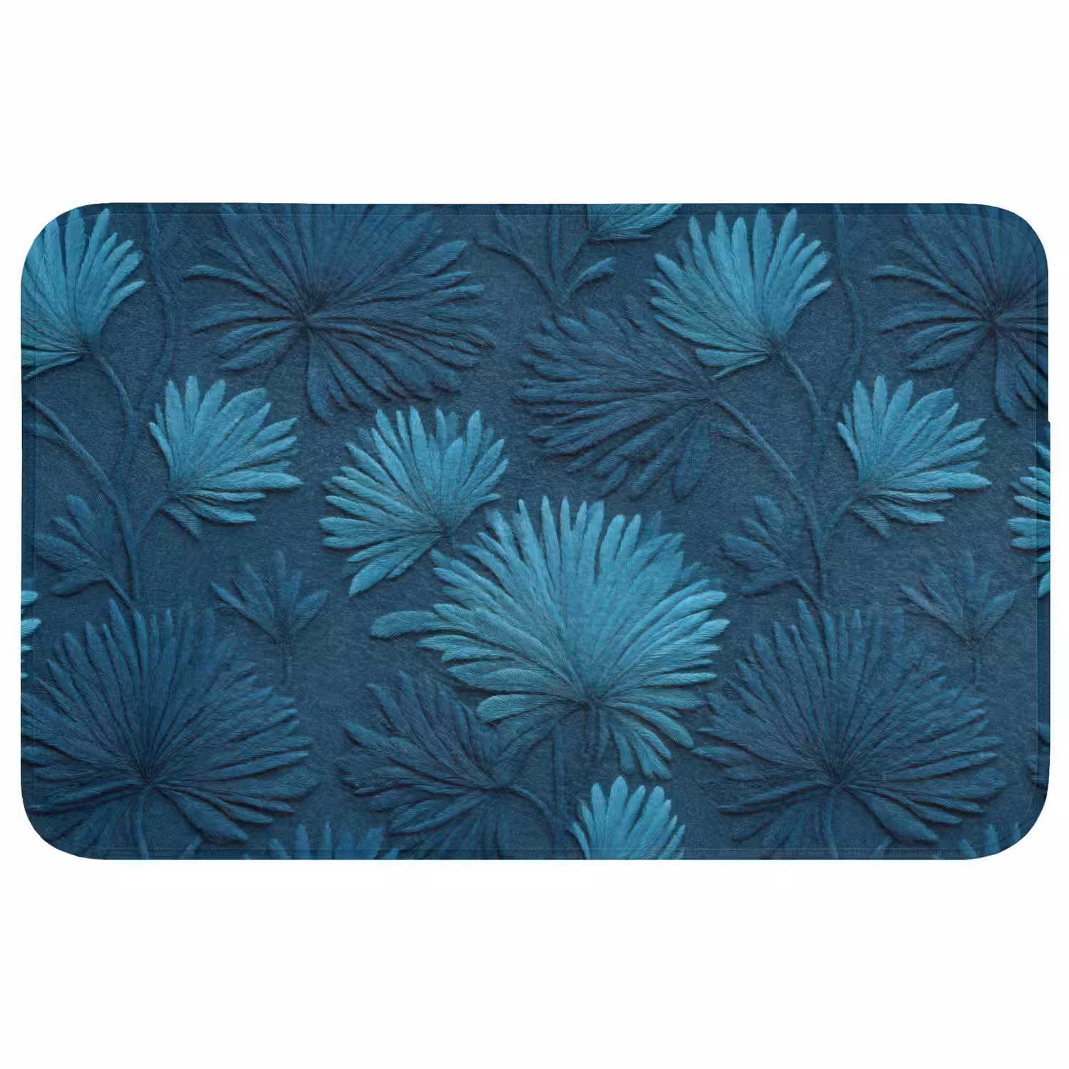 Bladeren - Reliëf - Patroon - Oceaanblauw - Modern Badmat klein 997 -3d
