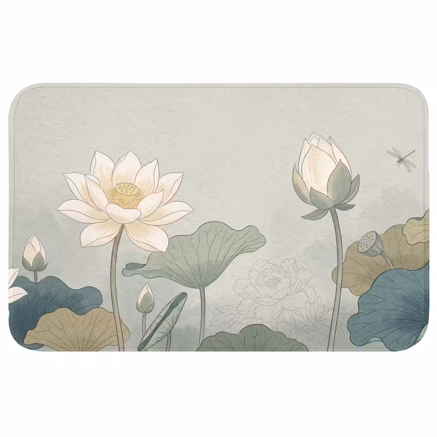 Lotus - Bloemen - Groen Badmat klein -3d