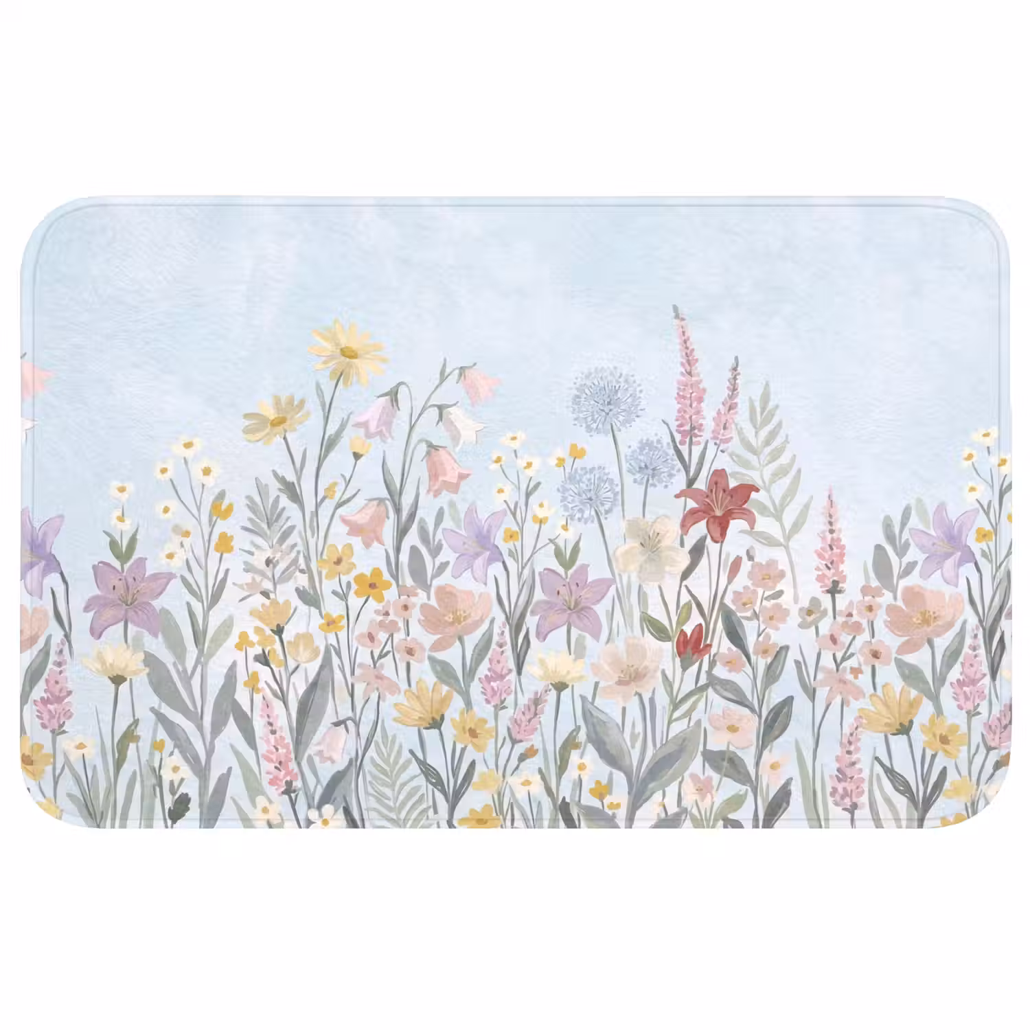 Weidebloemen - Illustratie - Kleurrijk Badmat middel -3d