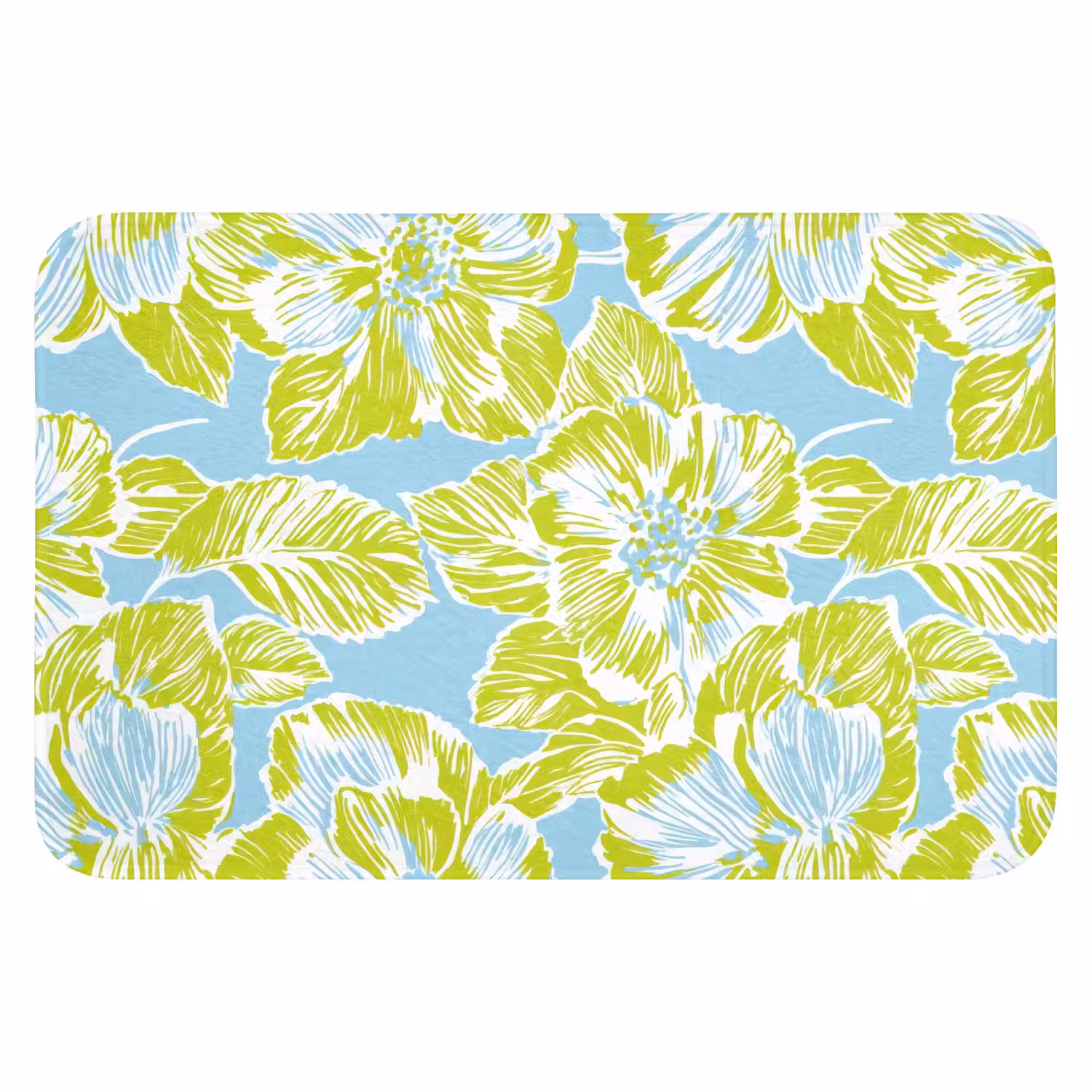Modern - Bloemen - Groen Badmat klein 997 -3d