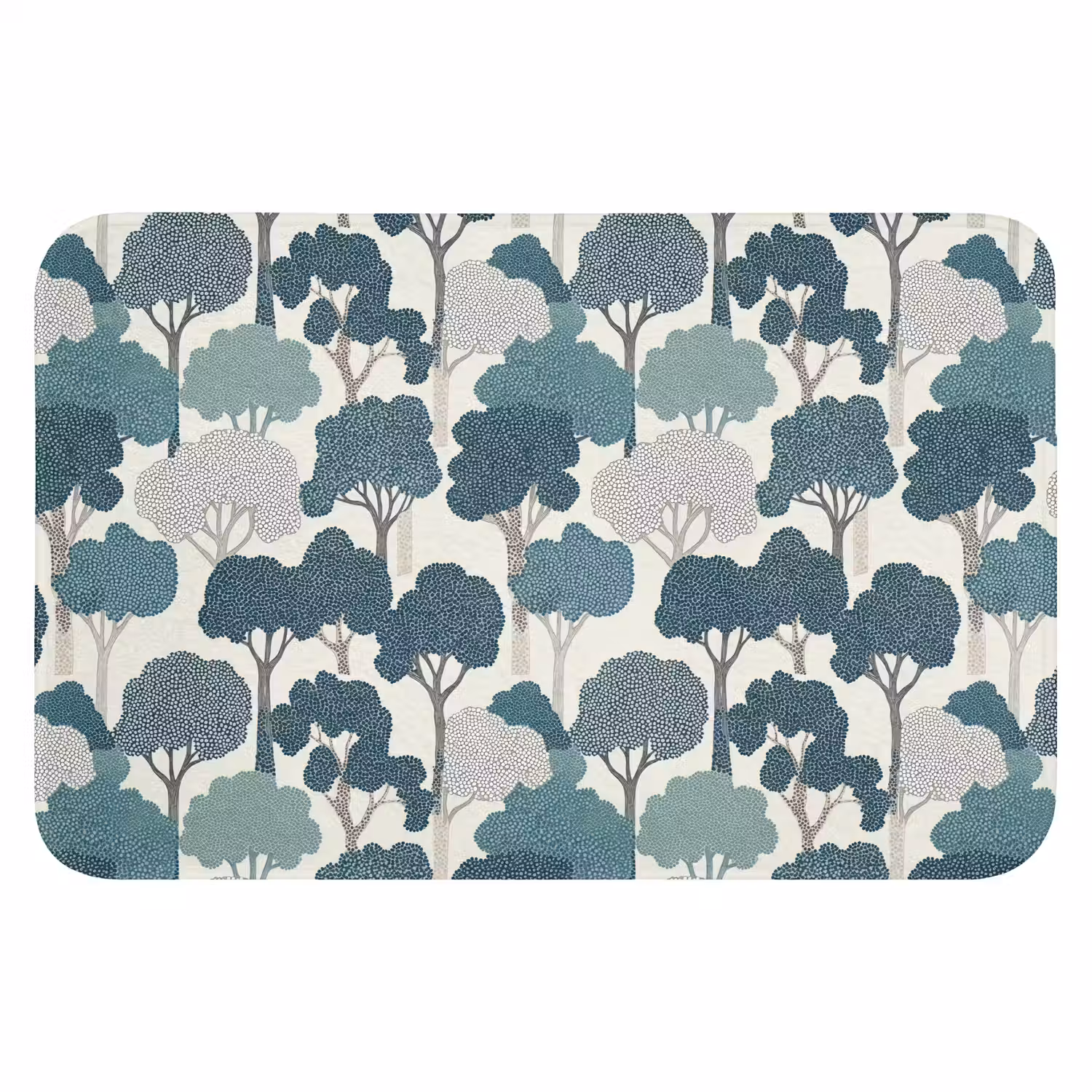 Modern - Bomen - Bos - Patroon - Blauw Badmat klein 997 -3d