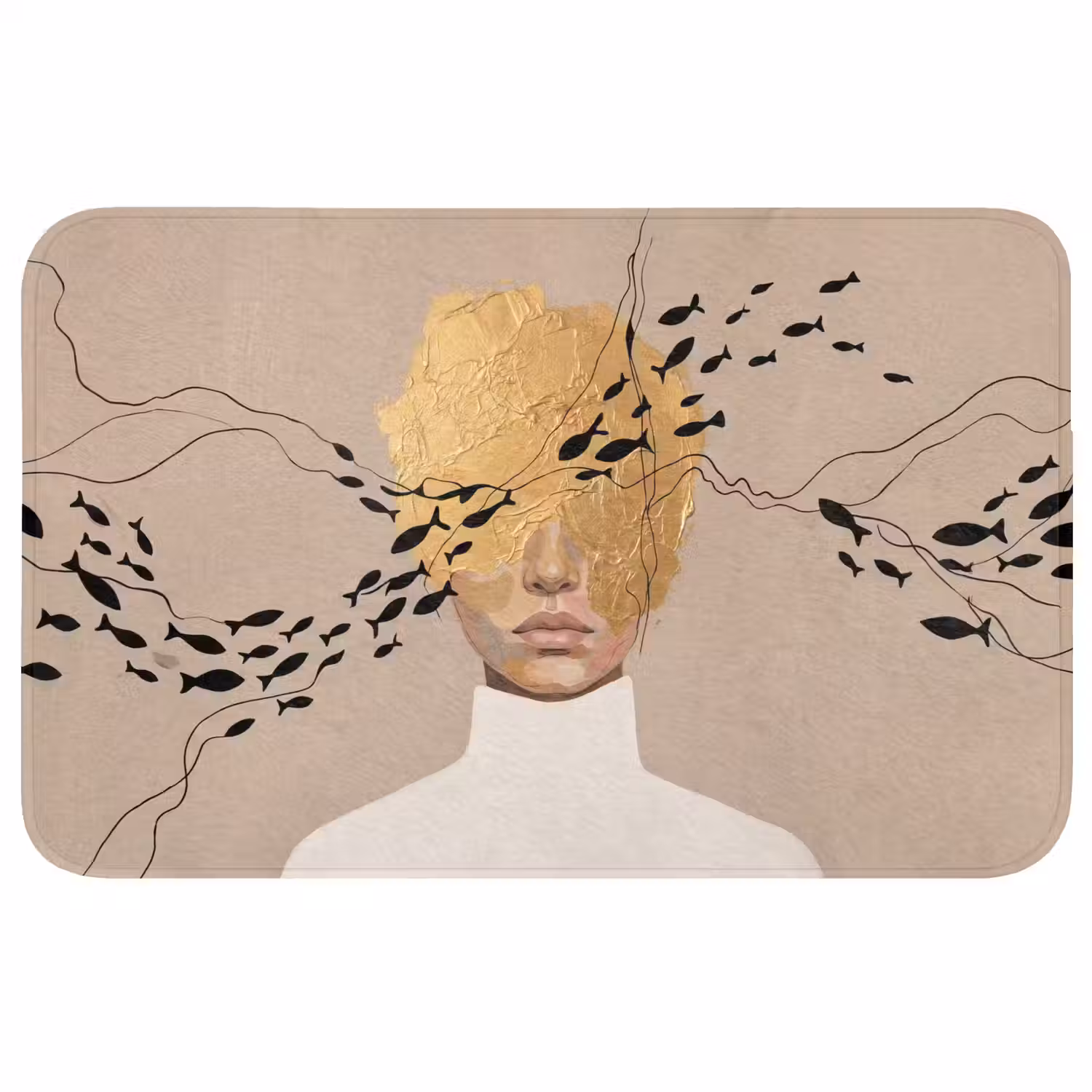 Modern - Vrouw - Goud Badmat middel -3d