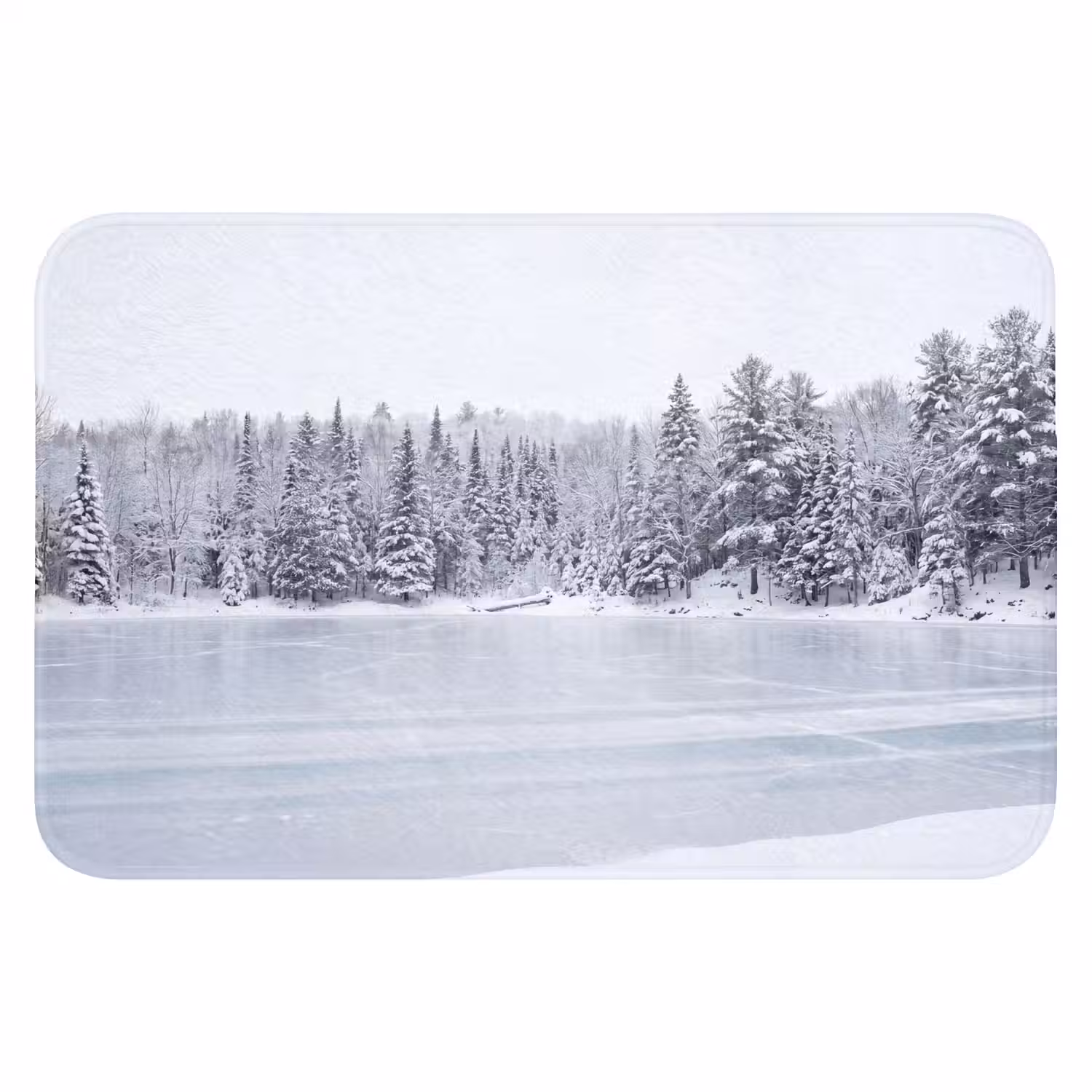Meer - Dennen - IJs - Winter - Rustgevend Badmat klein -3d