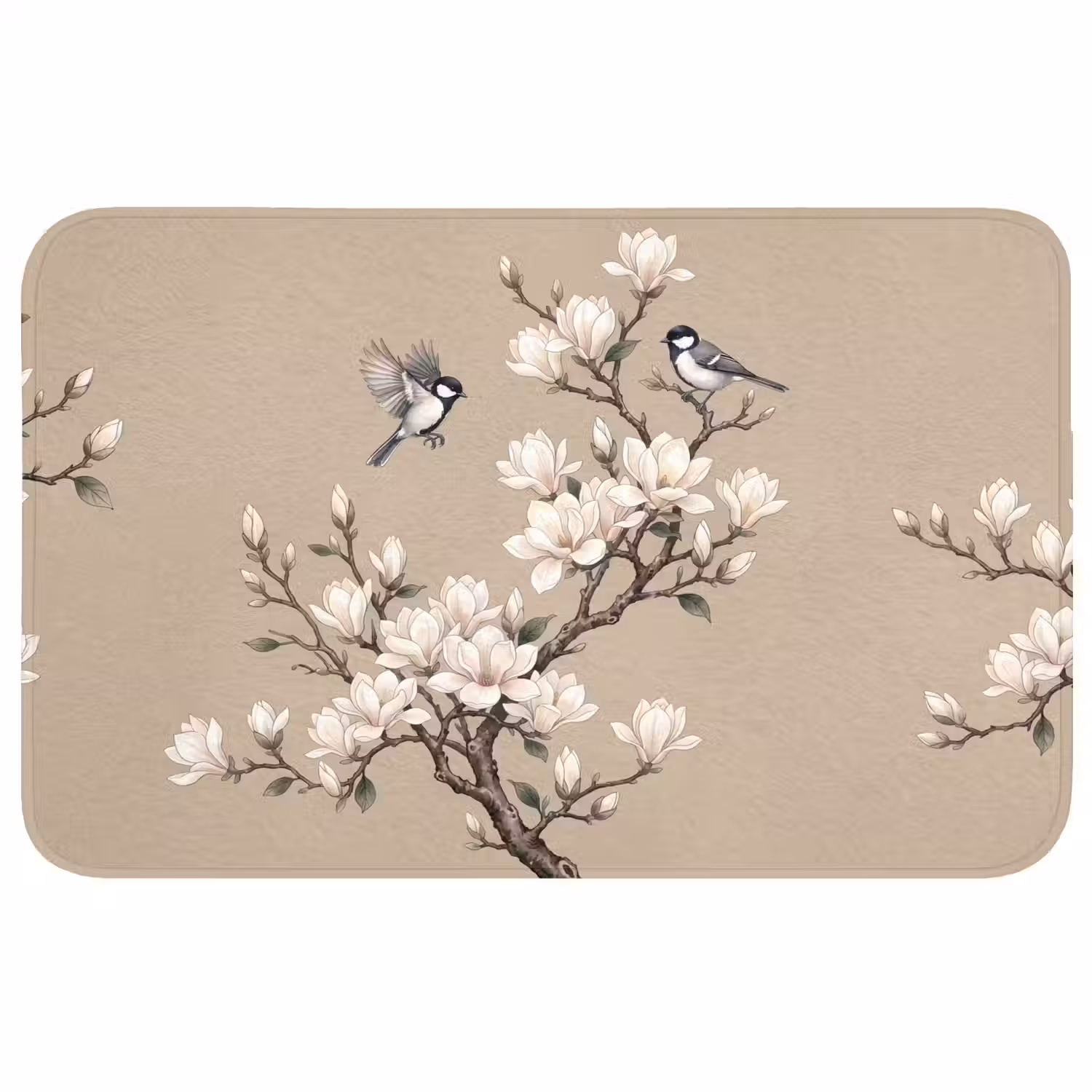Oosters - Vogels - Beige Badmat klein -3d