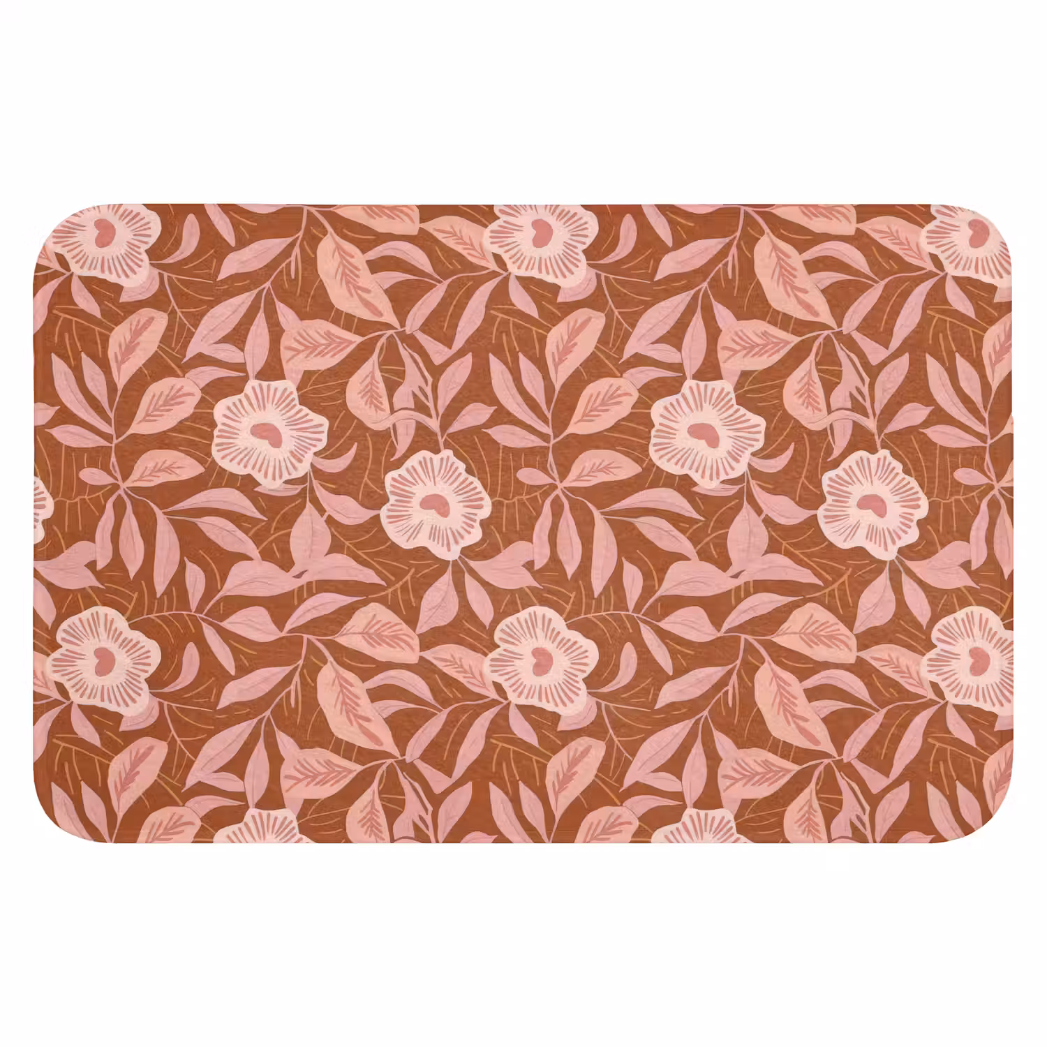 Patroon - Bladeren - Terracotta Badmat klein 997 -3d