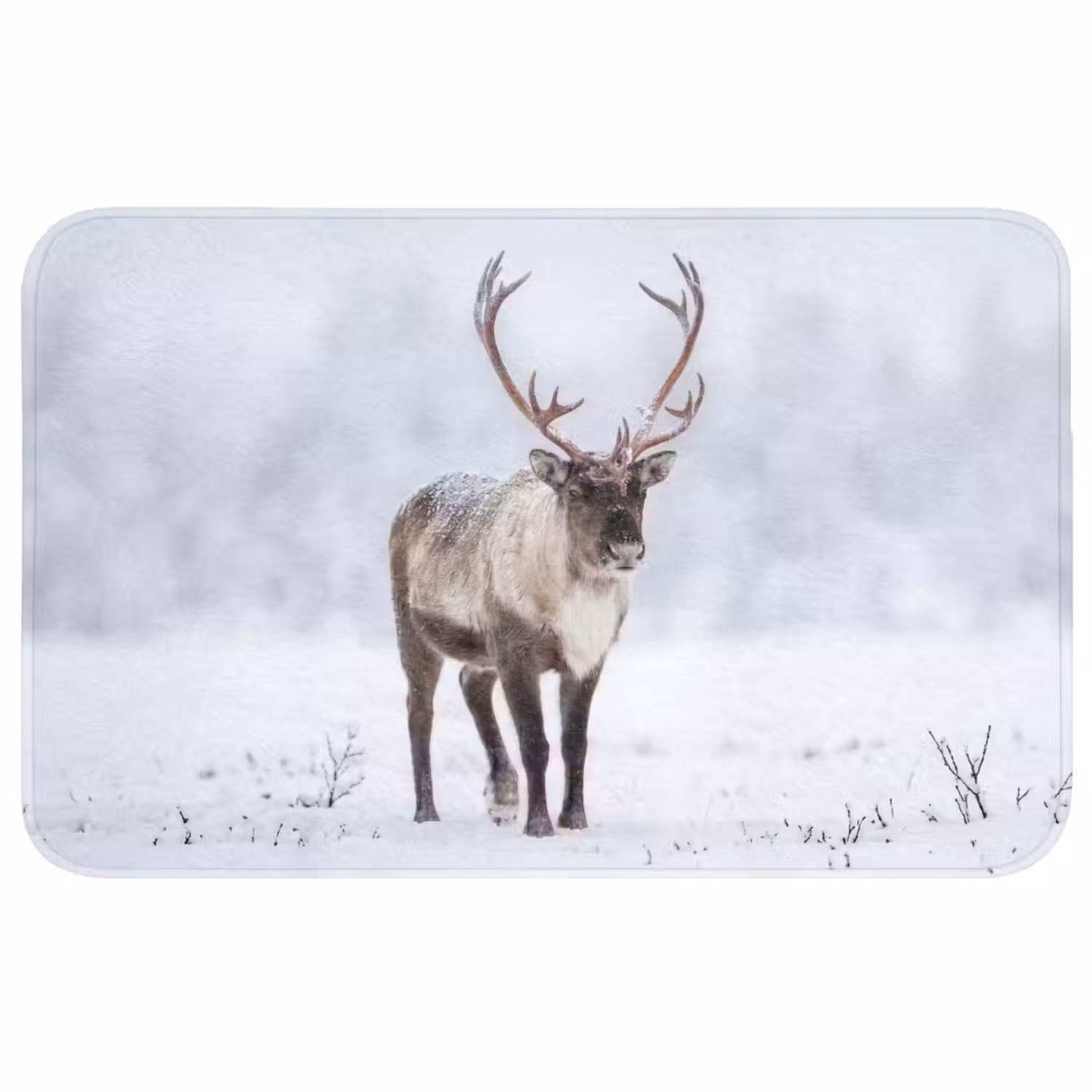 Rendier - Gewei - Toendra - Sneeuw - Wild Badmat klein -3d