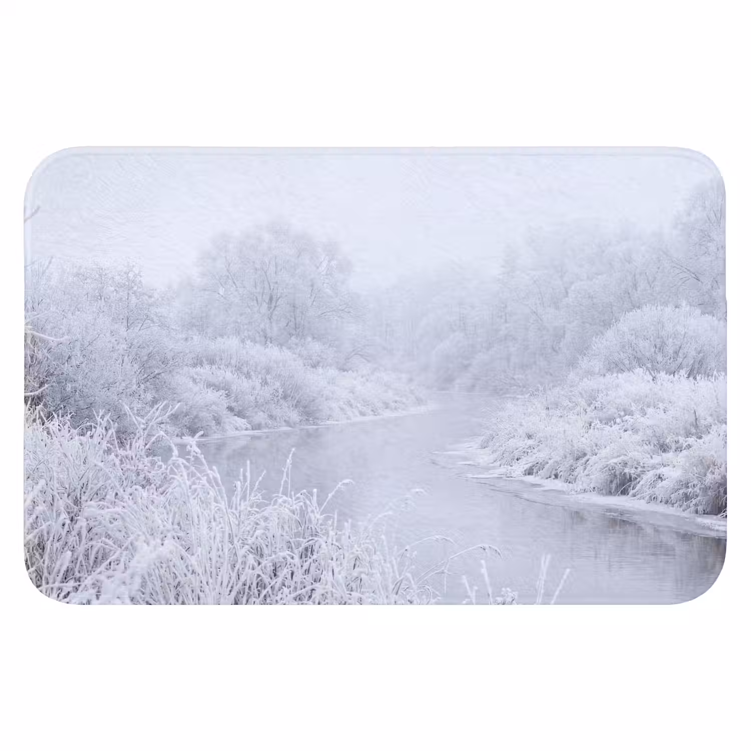 Rivier - Sneeuw - Bos - Winter - Schilderachtig Badmat klein -3d