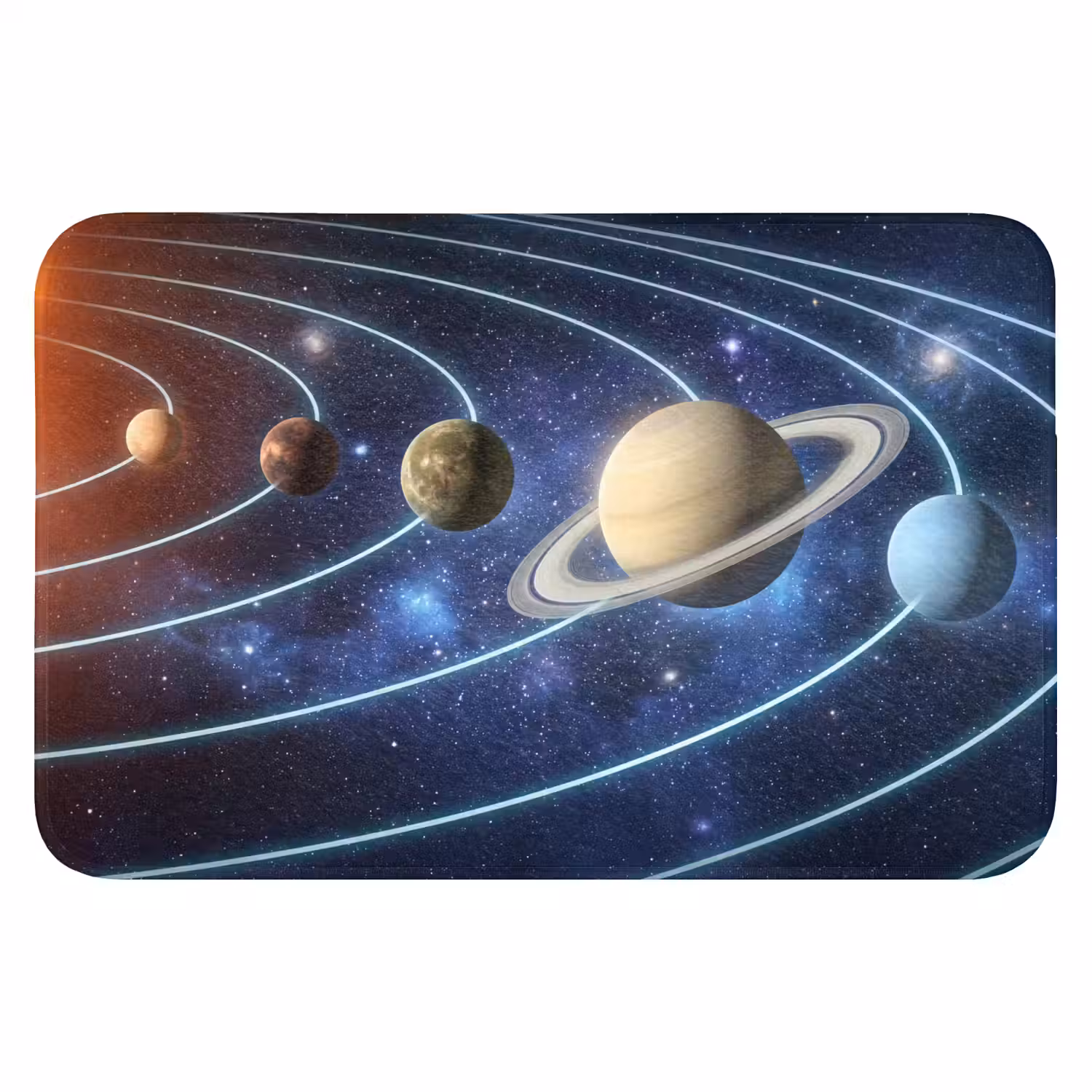 Ruimte - Zonnestelsel - Blauw Badmat klein -3d
