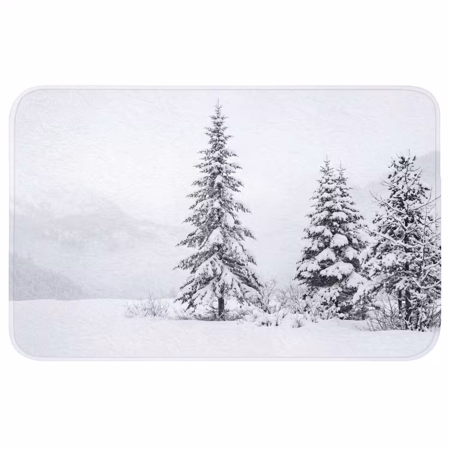 Fijnsparren - Sneeuw - Winter - Landschap - Stilte Badmat middel -3d