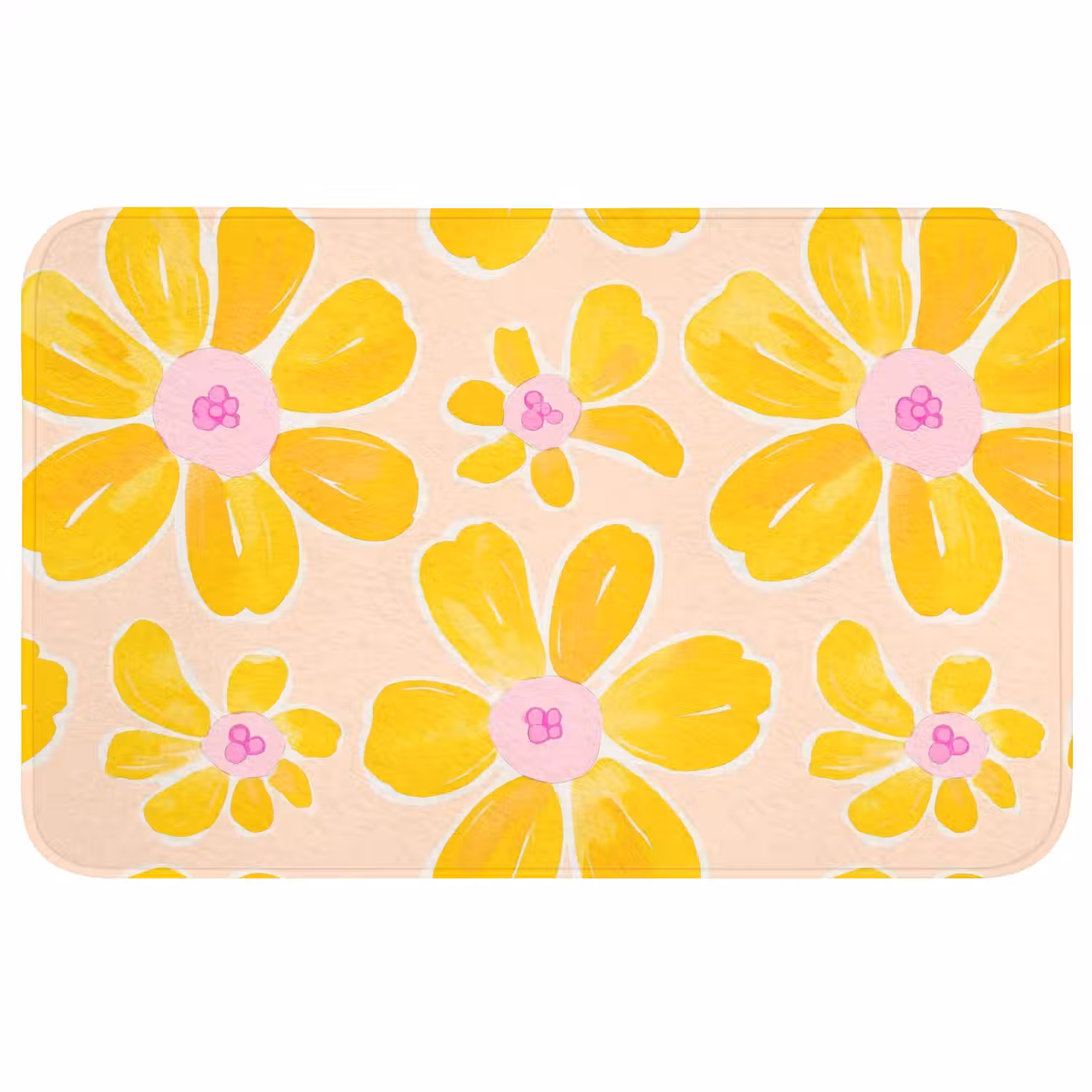 Zomers - Bloemen - Geel Badmat klein 997 -3d