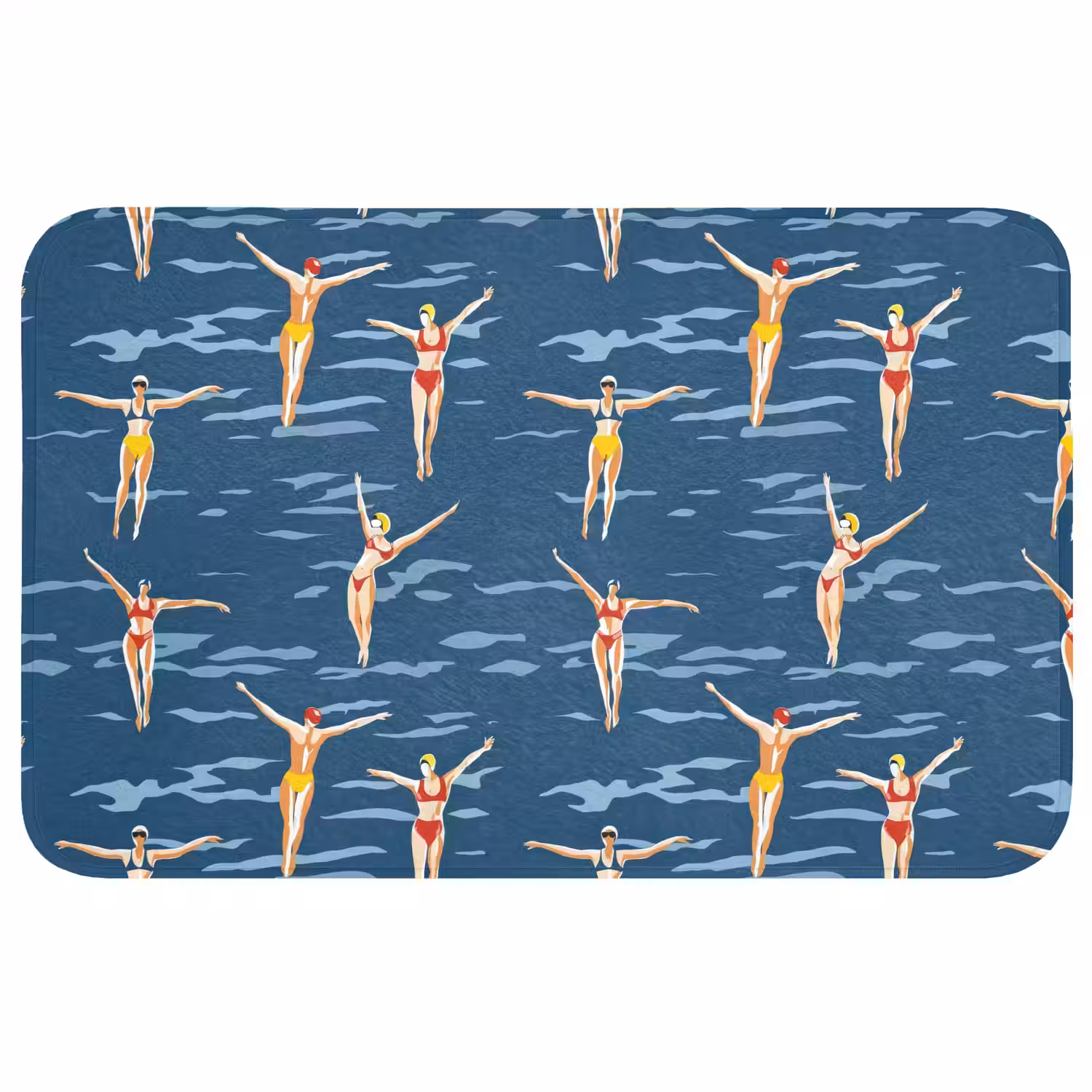 Zwemsters- Retro - Blauw Badmat klein 997 -3d