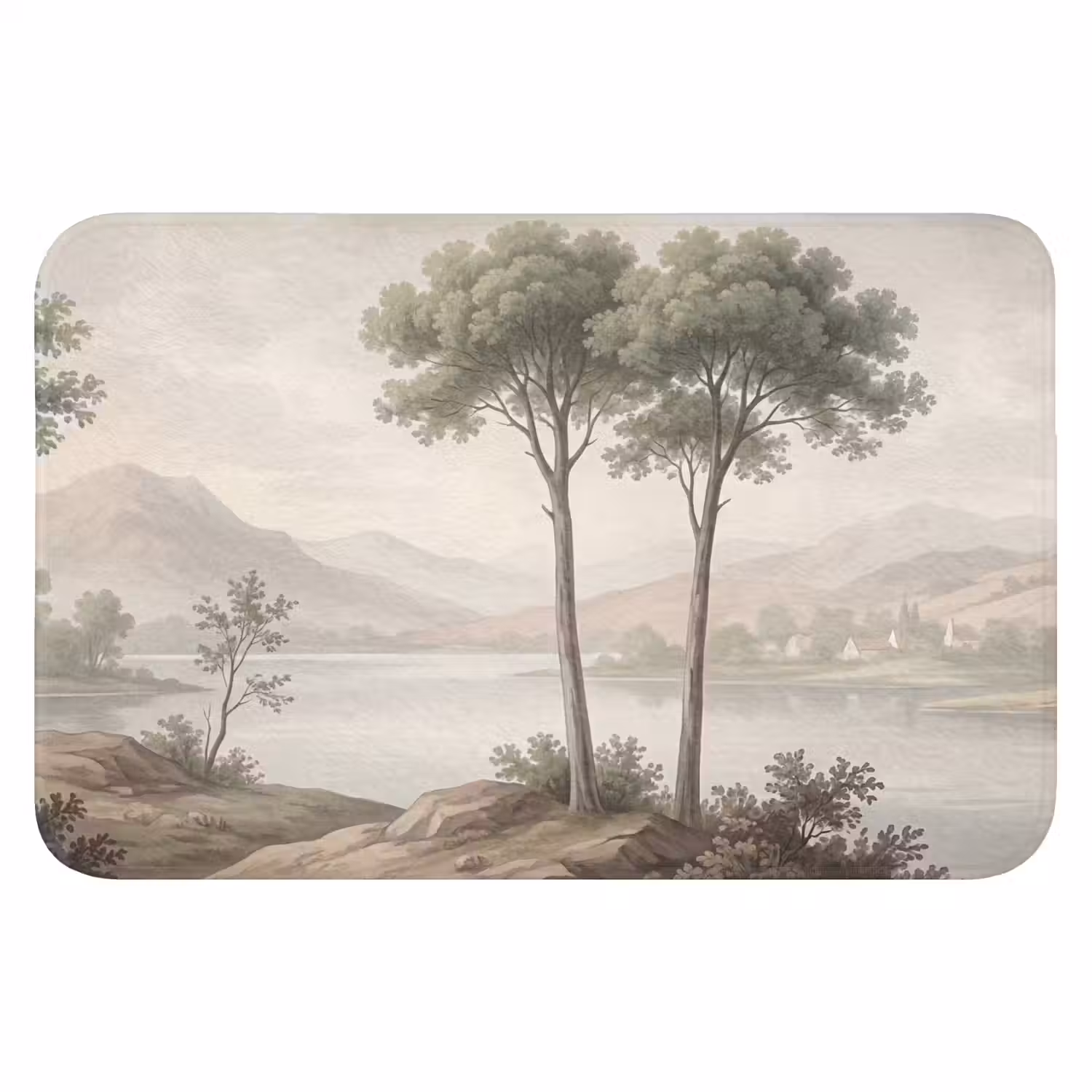 Bomen - Meer - Bergen - Illustratie Badmat klein -3d