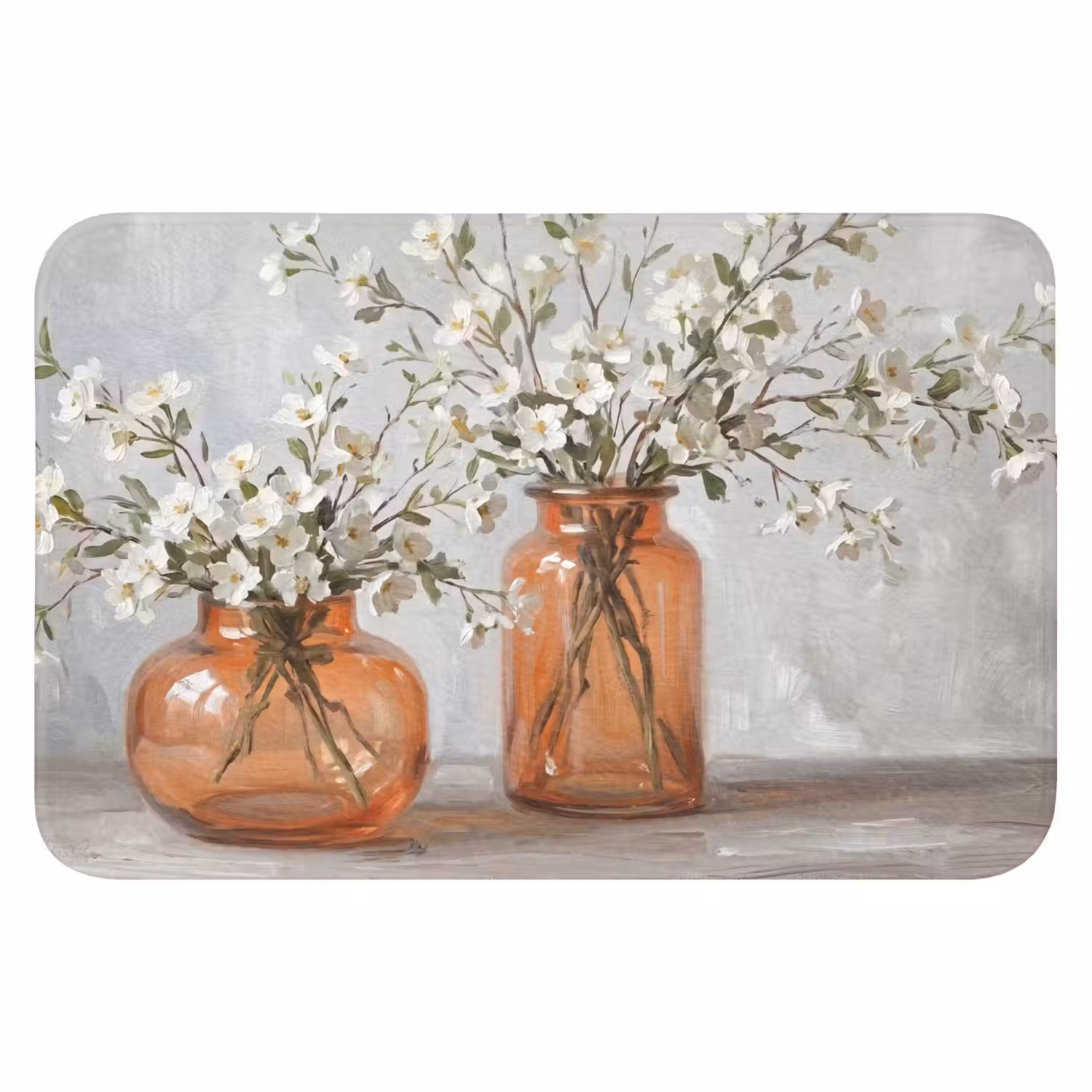 Vazen - Bloemen - Oranje Badmat klein -3d