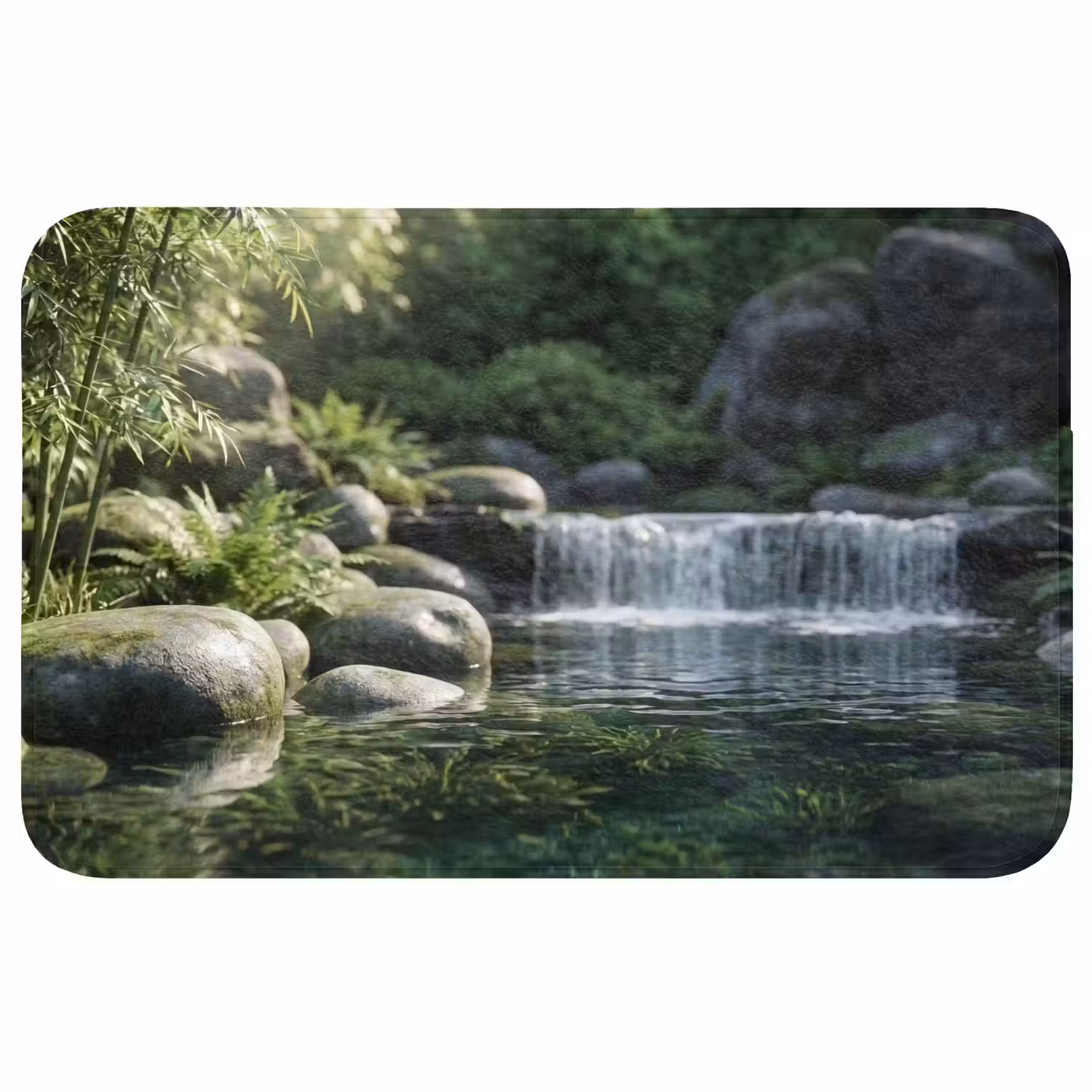 Beek - Waterval - Natuur - Groen Badmat klein -3d