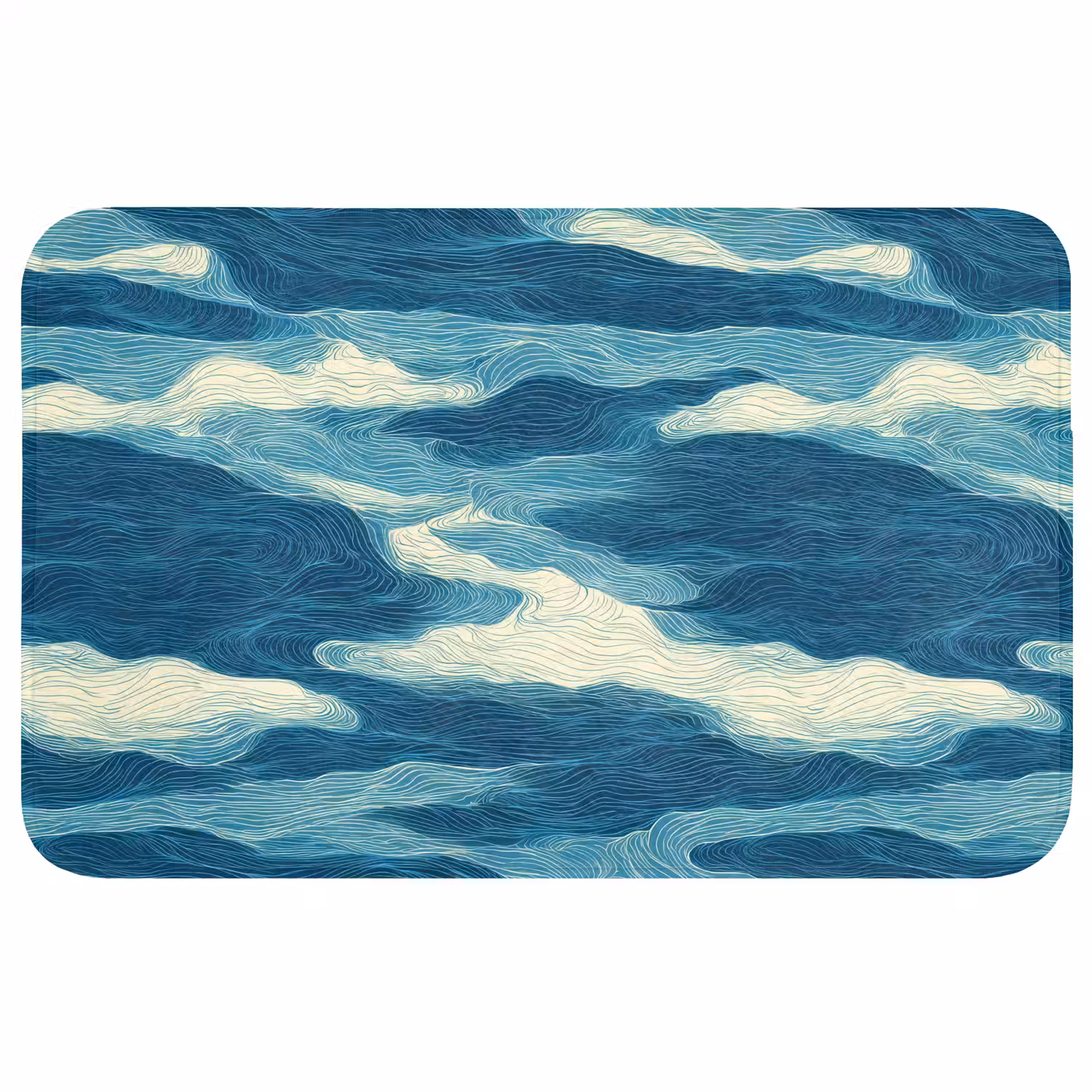 Golven - Abstract - Patroon - Blauw - Wit Badmat middel 997 -3d