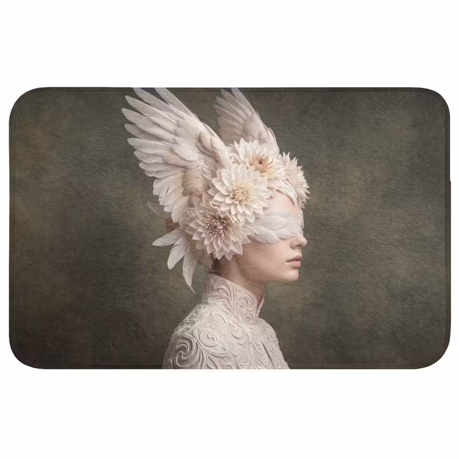 Vleugels - Vrouw - Wit Badmat klein -3d