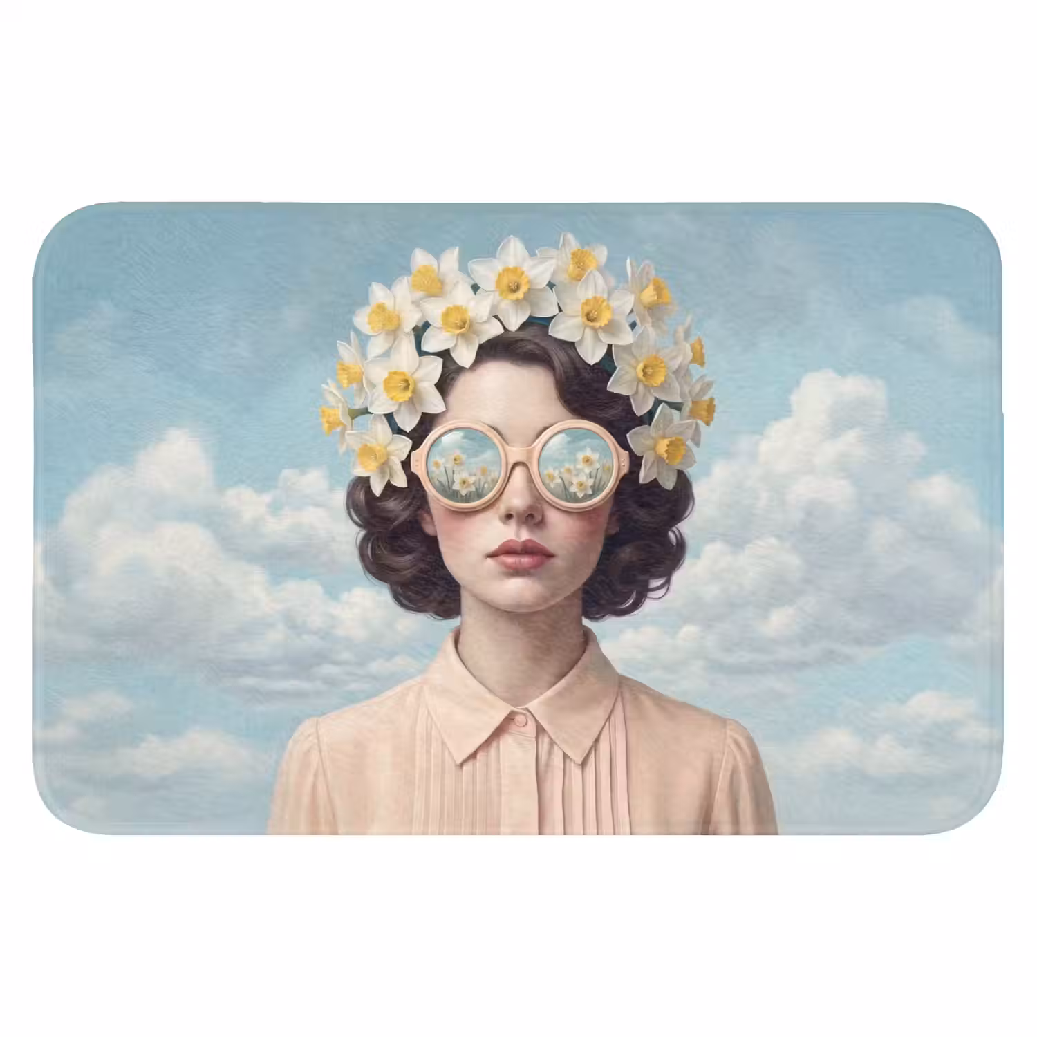 Vrouw - Narcissen - Geel Badmat klein -3d