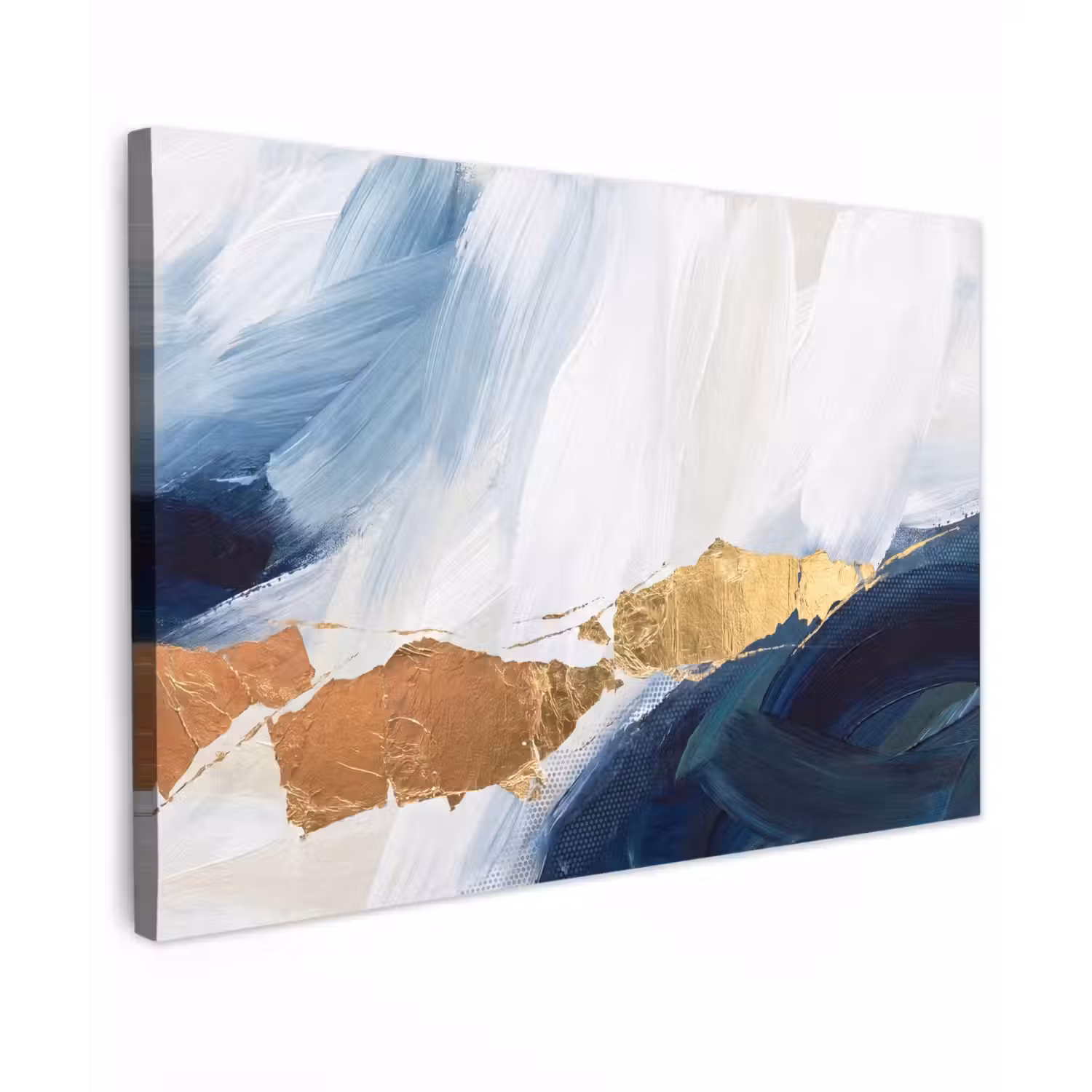 Abstract - Acryl - Blauw - Goud - Elegant canvas 2cm klein -z3d