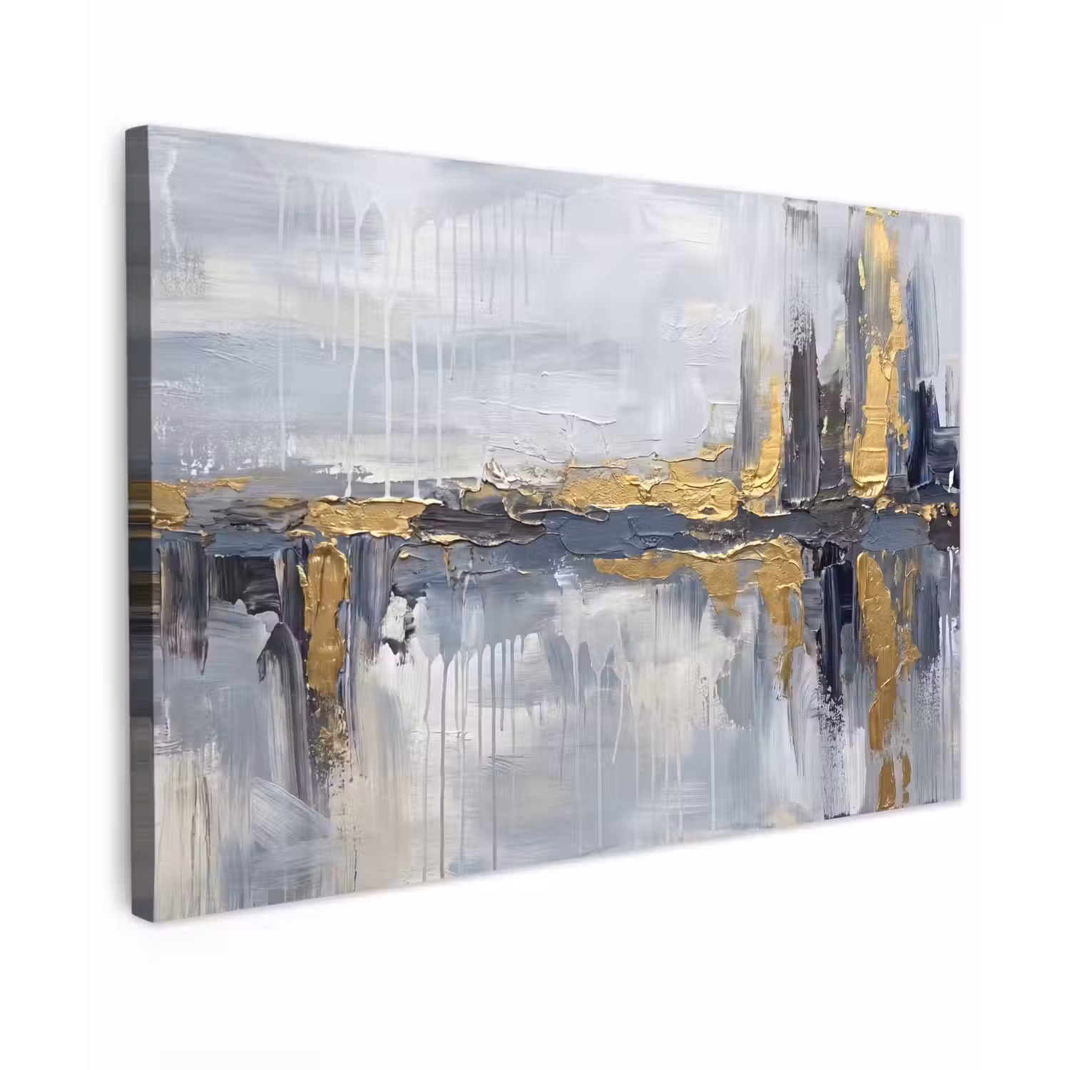Abstract - Structuur - Goud - Grijs - Modern canvas 2cm klein -z3d