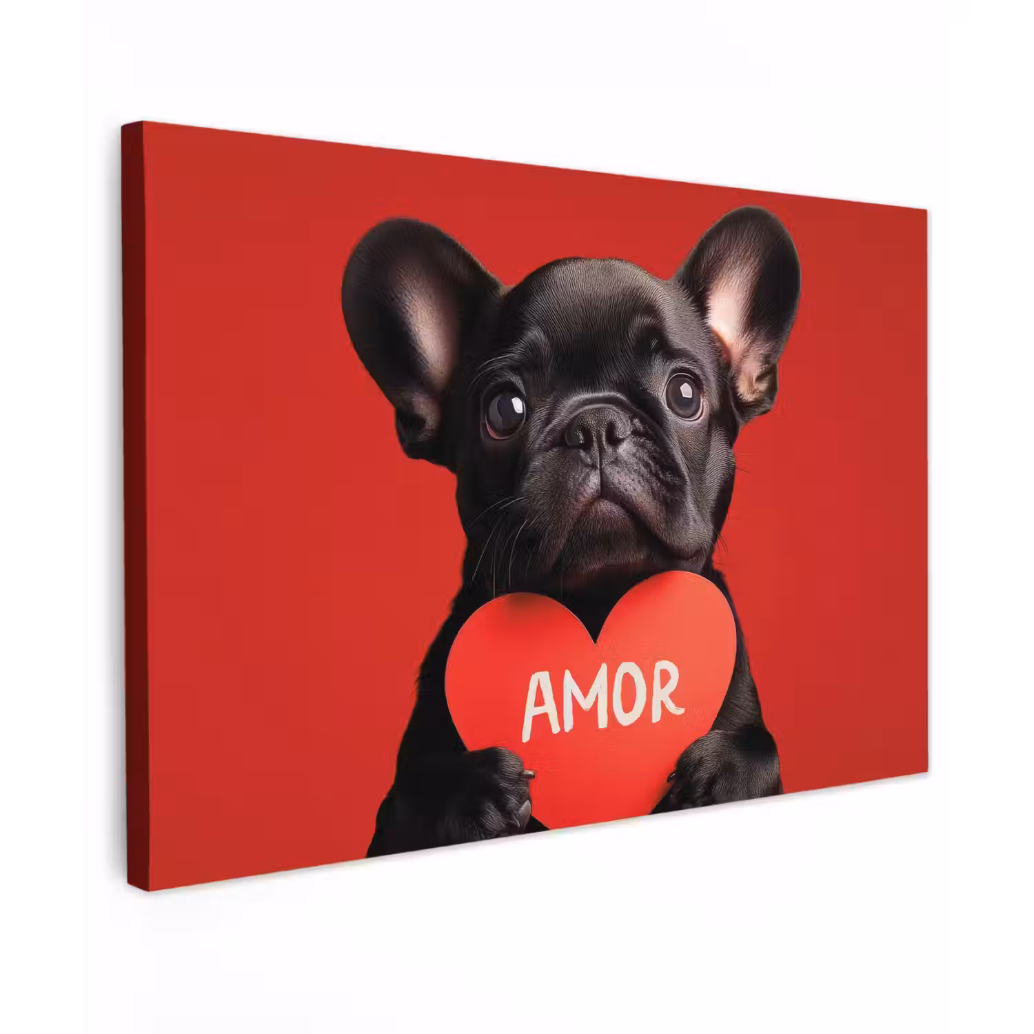 Amor - Hond - Hartje - Rood canvas 2cm klein -z3d