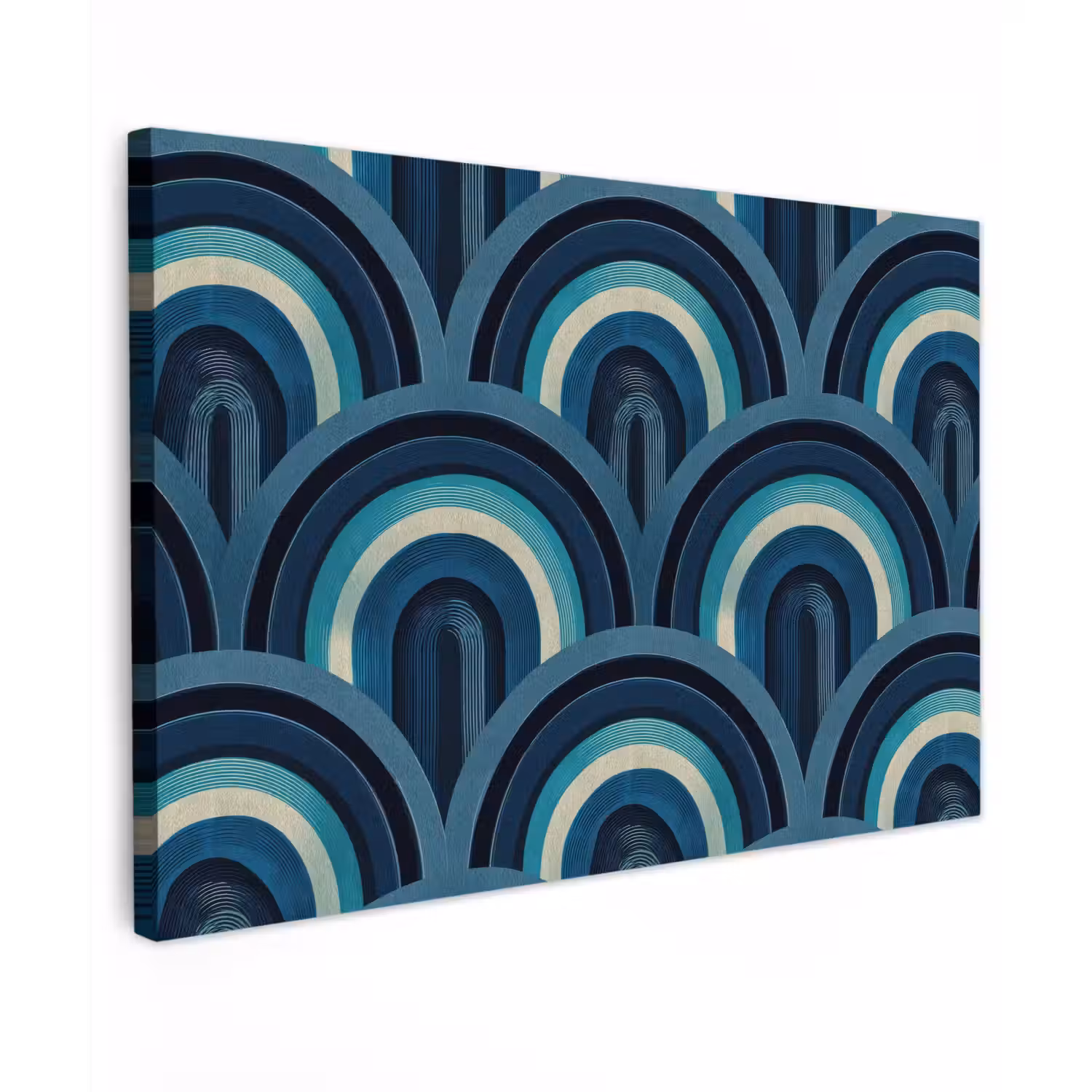 Bogen - Geometrisch - Patroon - Blauw - Retro canvas 2cm klein 34 -z3d