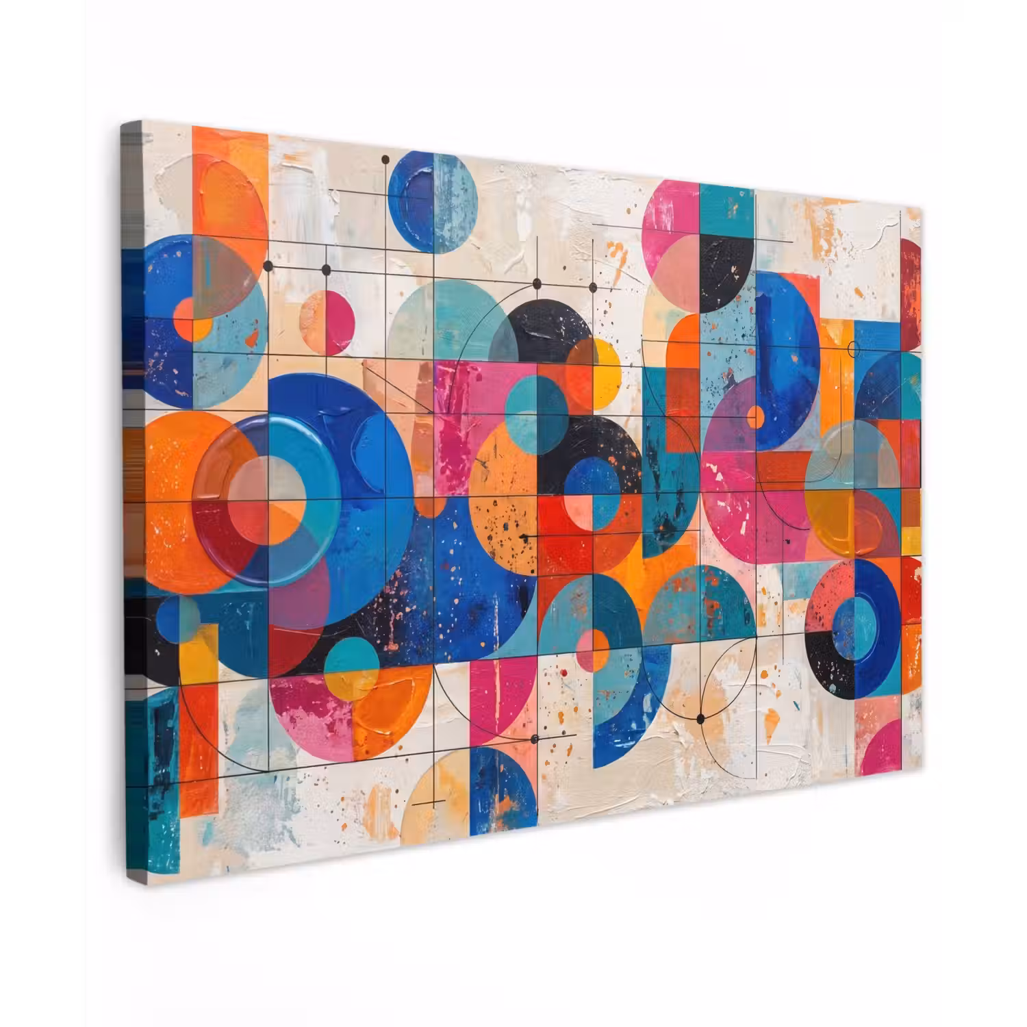 Kunst - Geometrisch - Abstract - Kleurrijk canvas 2cm klein -z3d
