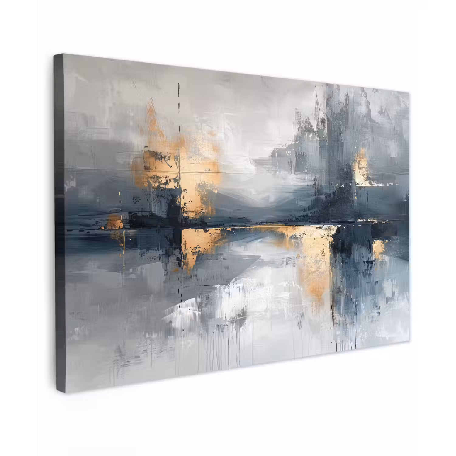 Kunst - Grijs - Goud - Abstract canvas 2cm klein -z3d