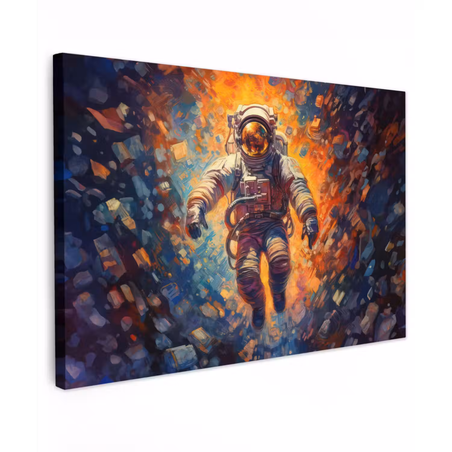 Astronaut - Neon - Oranje - Ruimte canvas 2cm klein -z3d
