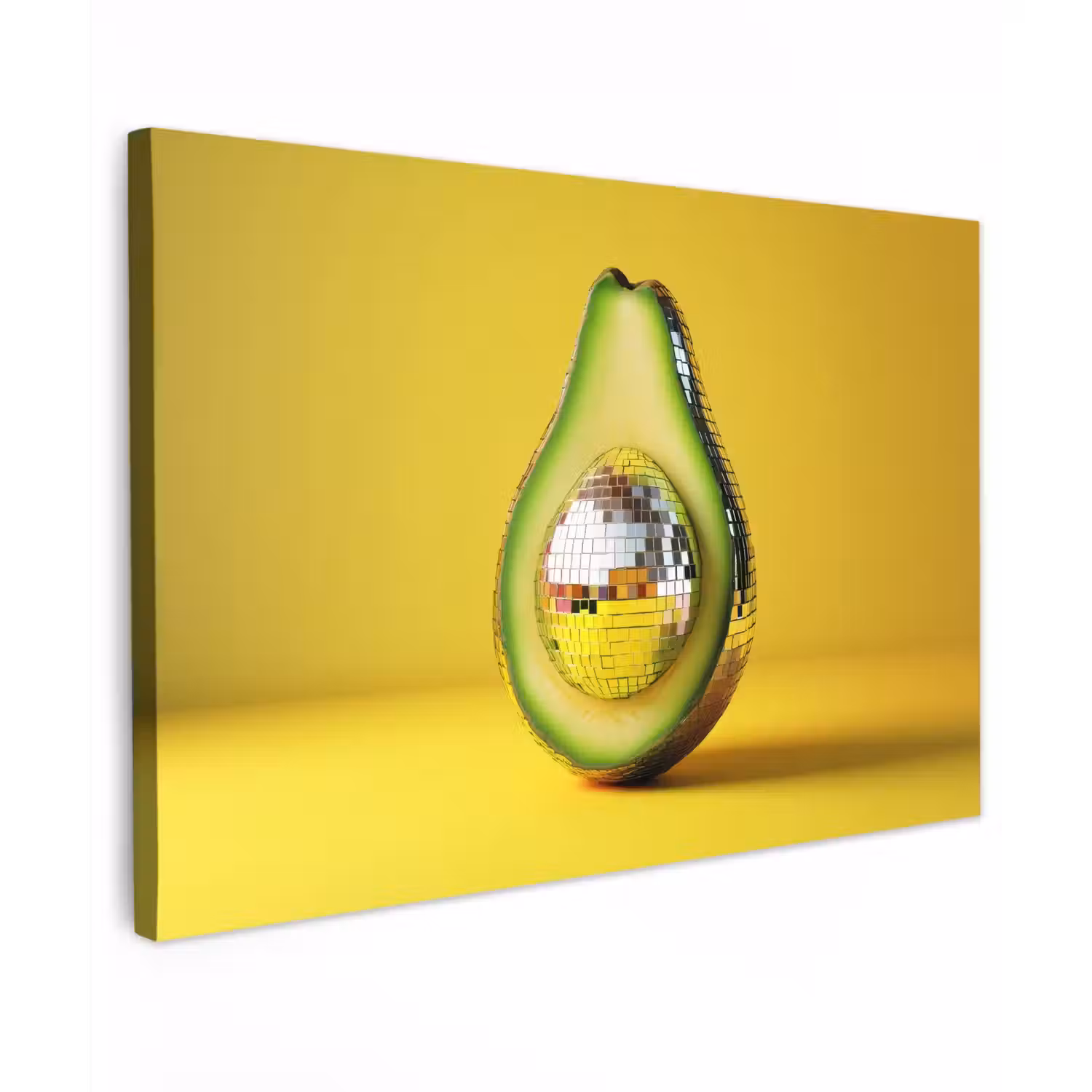 Avocado - Discobal - Geel - Glitter canvas 2cm klein -z3d
