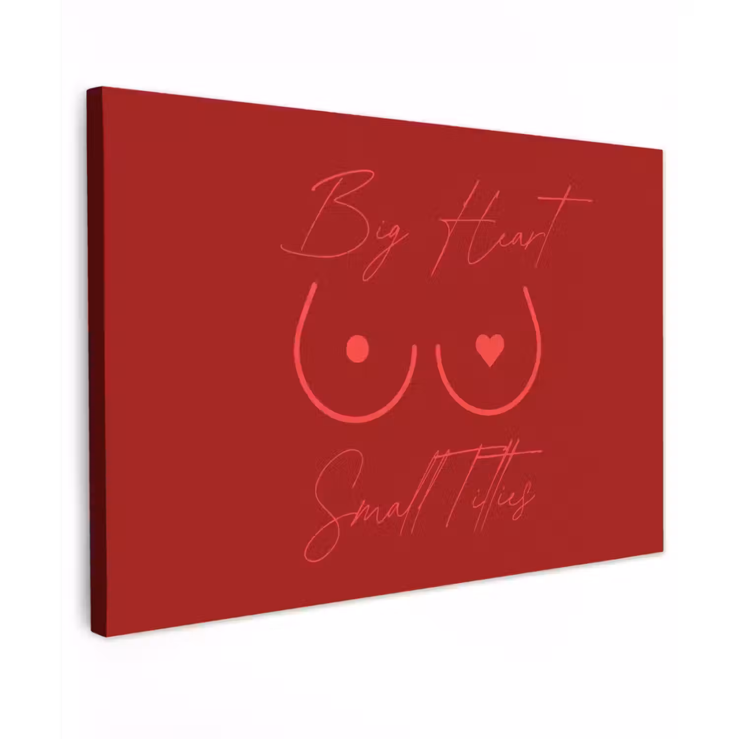 big heart small titties - Hart - Rood canvas 2cm klein -z3d