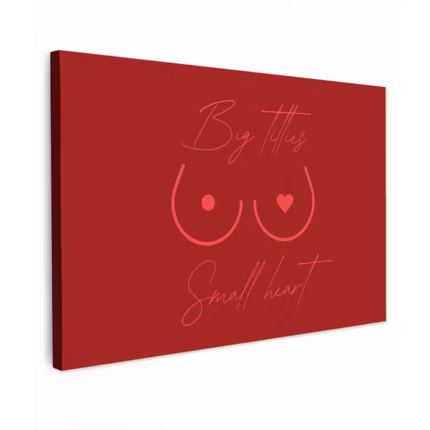 Big titties small heart - Rood - Hart canvas 2cm klein -z3d