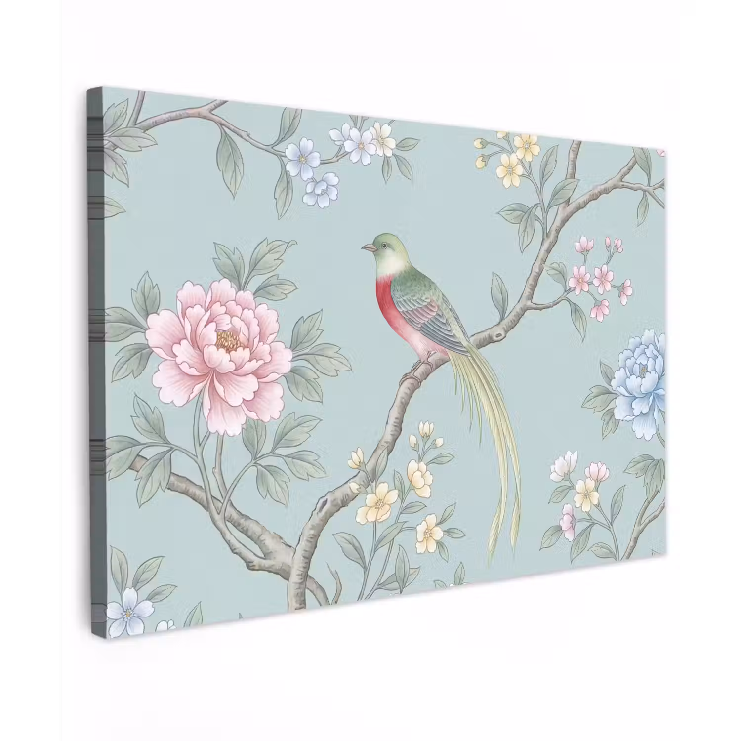 Vogel - Bloemen - Kleurrijk canvas 2cm klein -z3d